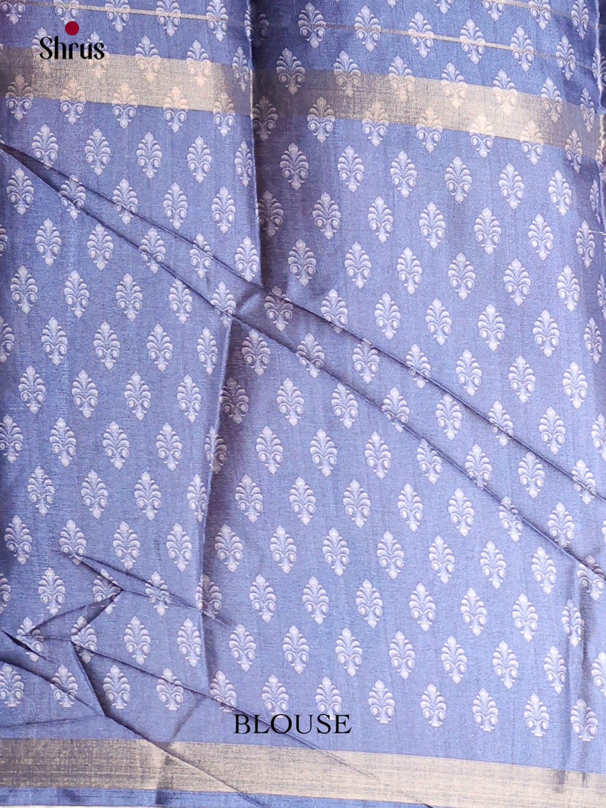 Cream & Blue - Semi matka Saree