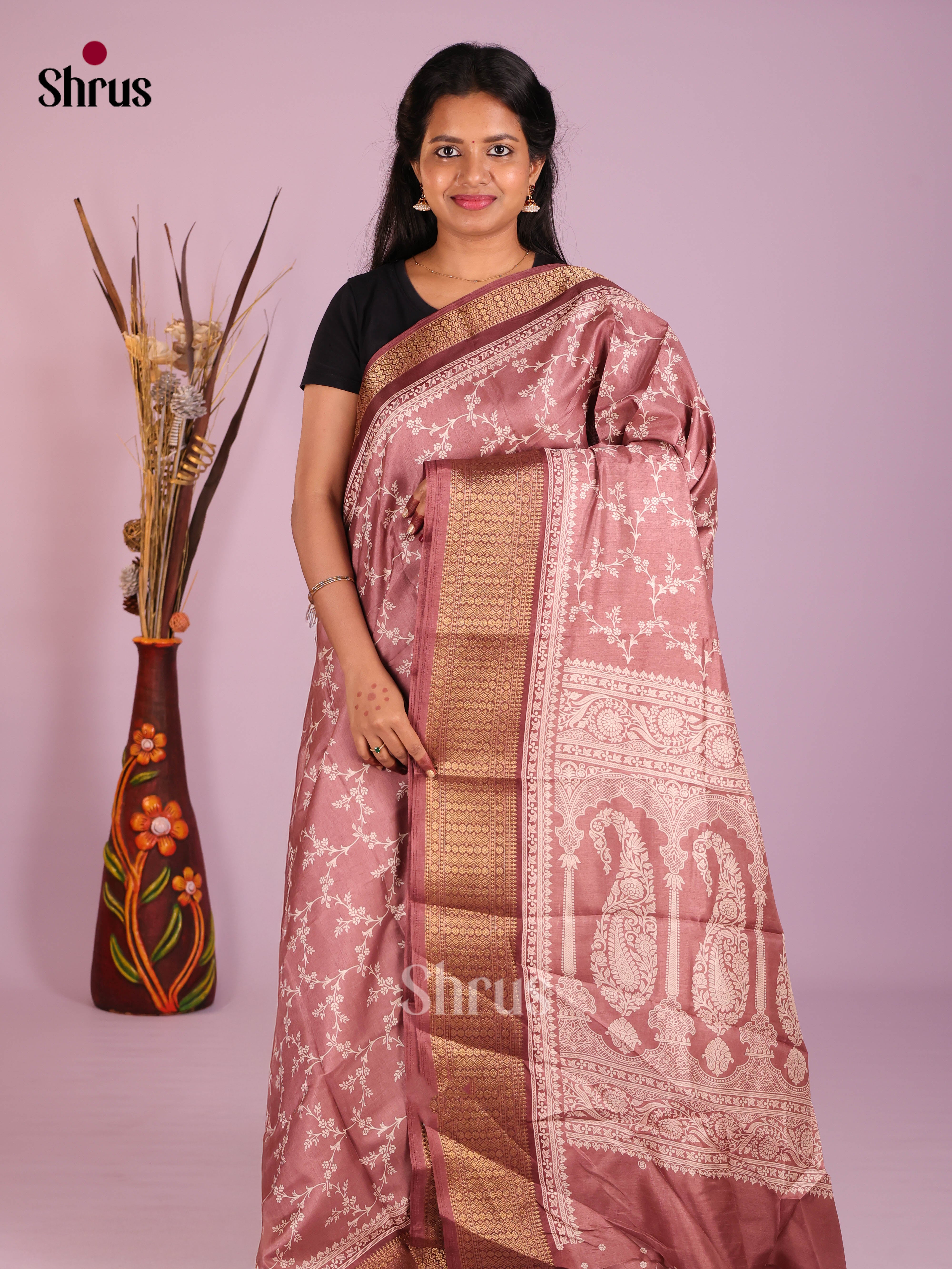 Onion Peel- Semi Crepe Saree - Shop on Shrus.com