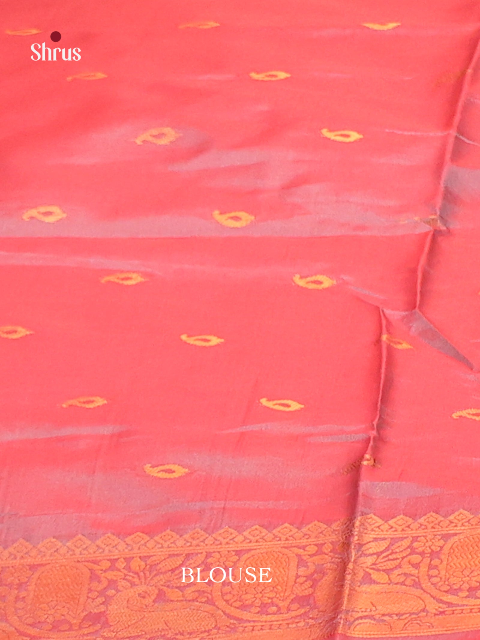 Green & Orangish Pink - Semi Softsilk Saree