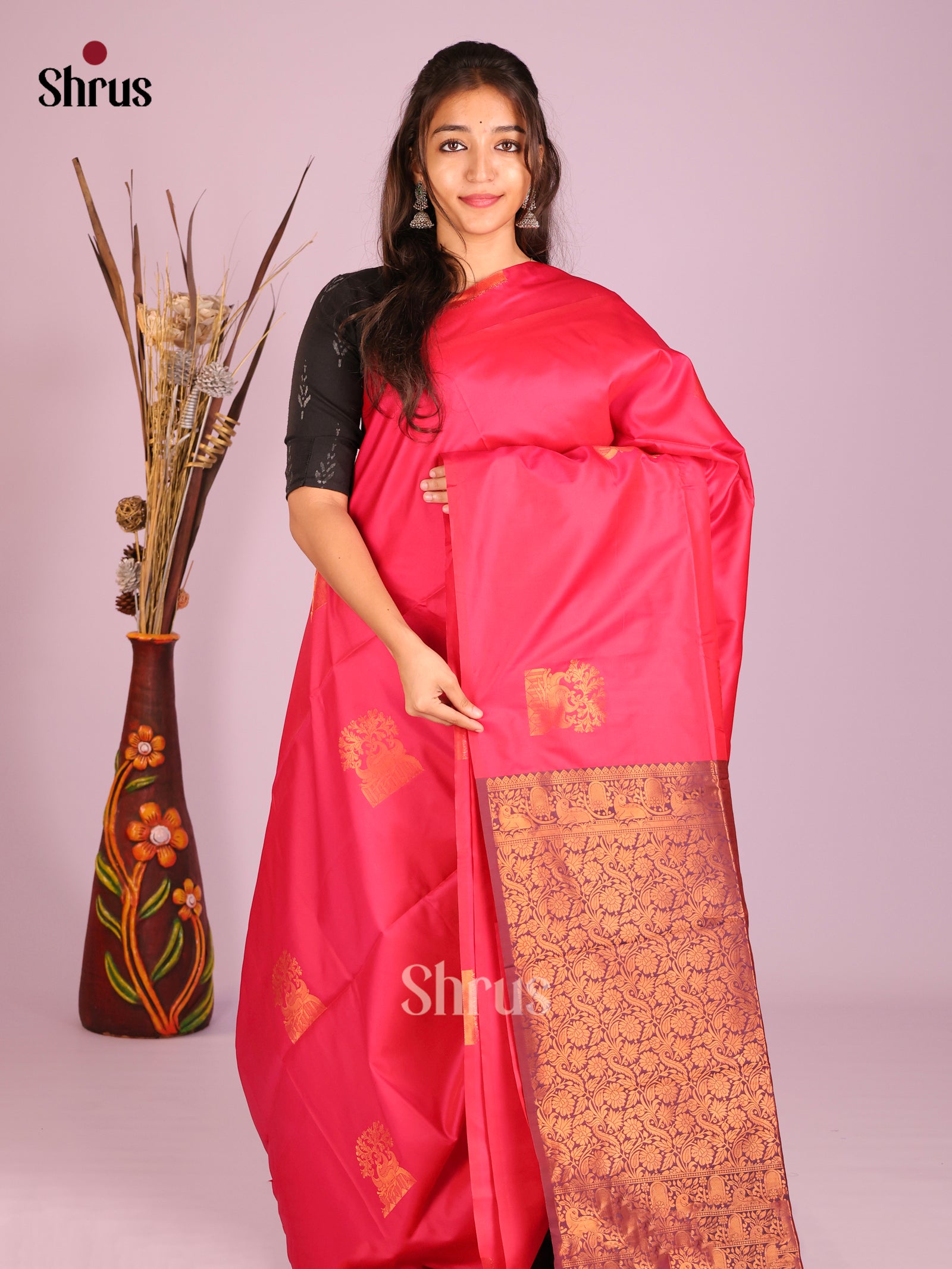 Pink & Purple- Semi Softsilk Saree