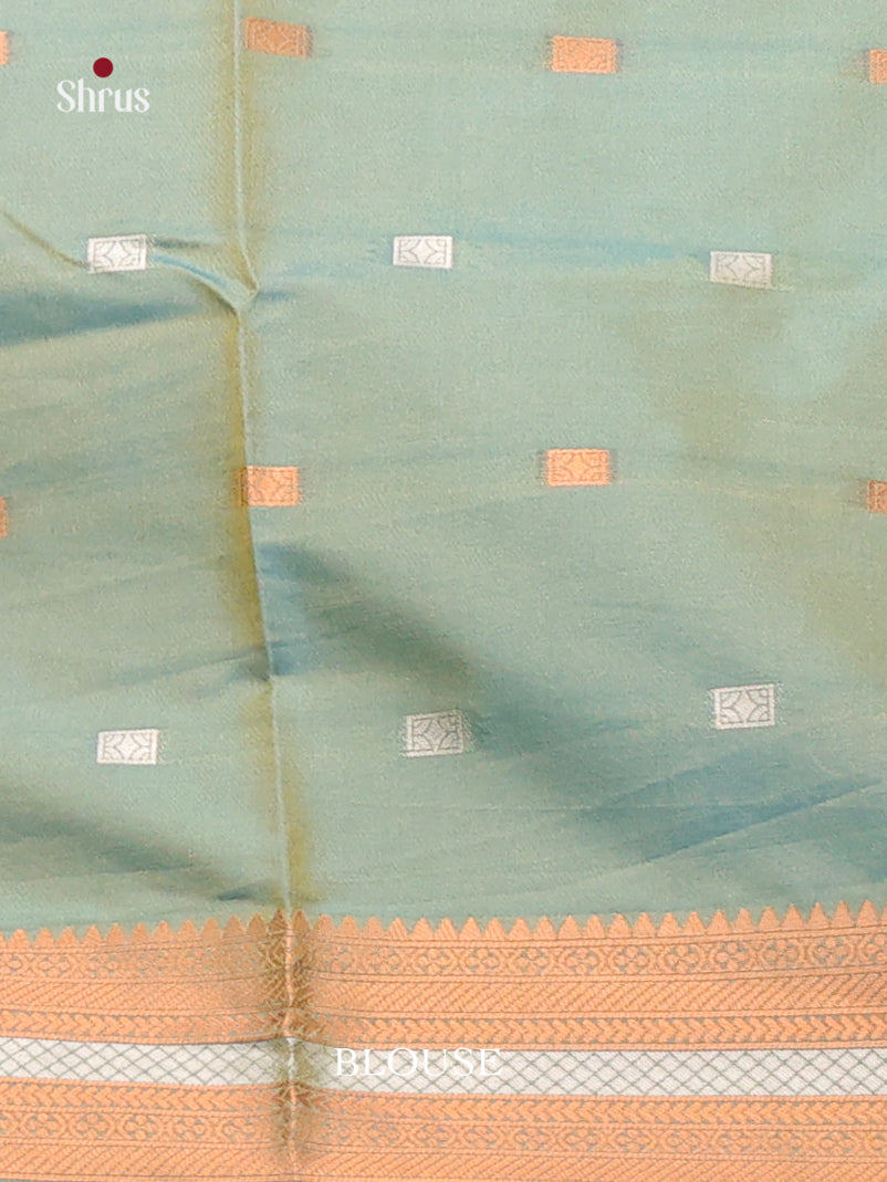 Orange & Green - Semi Softsilk Saree