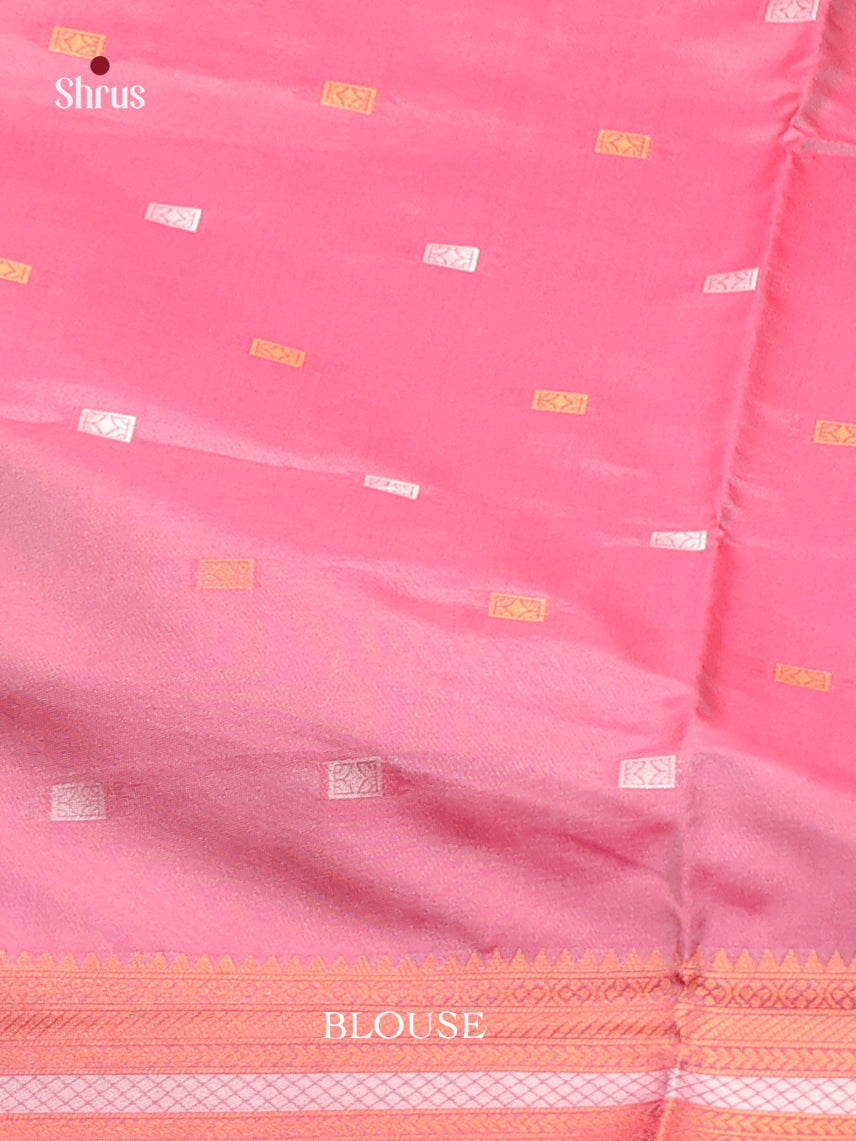 Blue & Pink - Semi Softsilk Saree