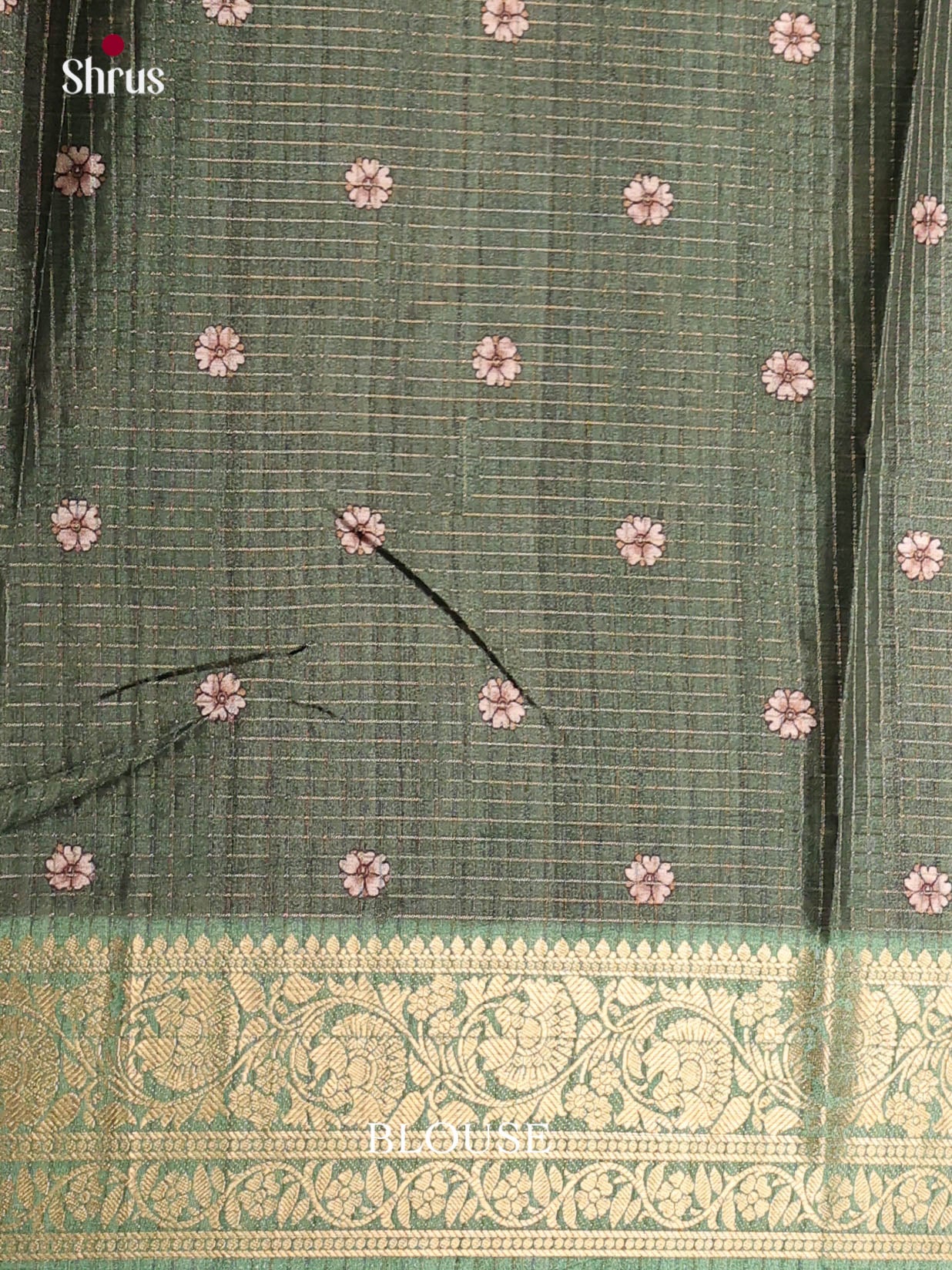 Peach & Green - Semi Dola silk Saree