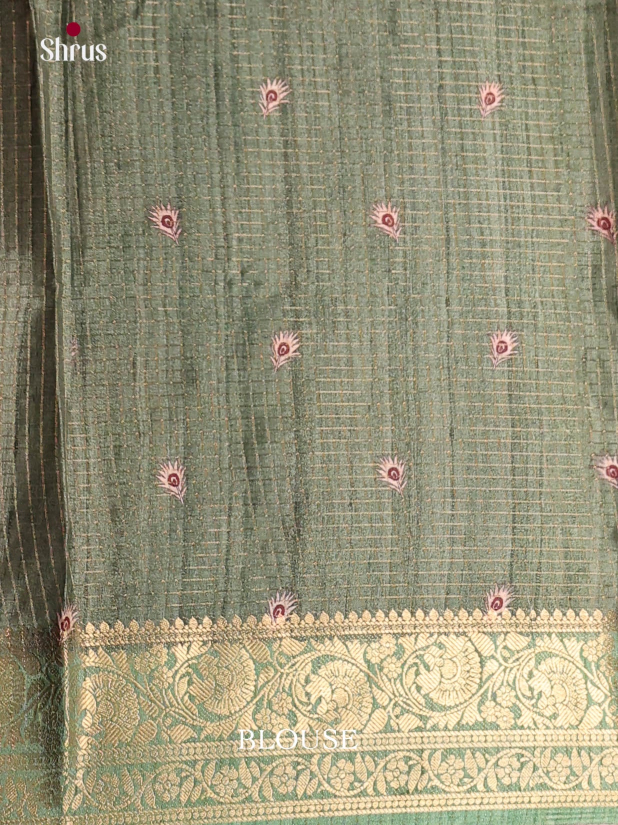 Peach & Green  - Semi Dola silk Saree