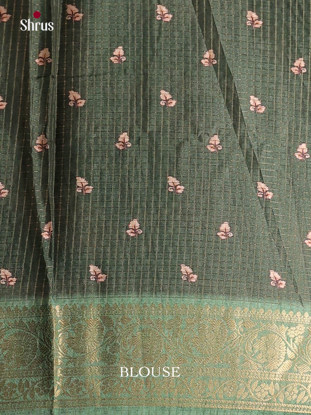 Peach & Green - Semi Dola silk Saree
