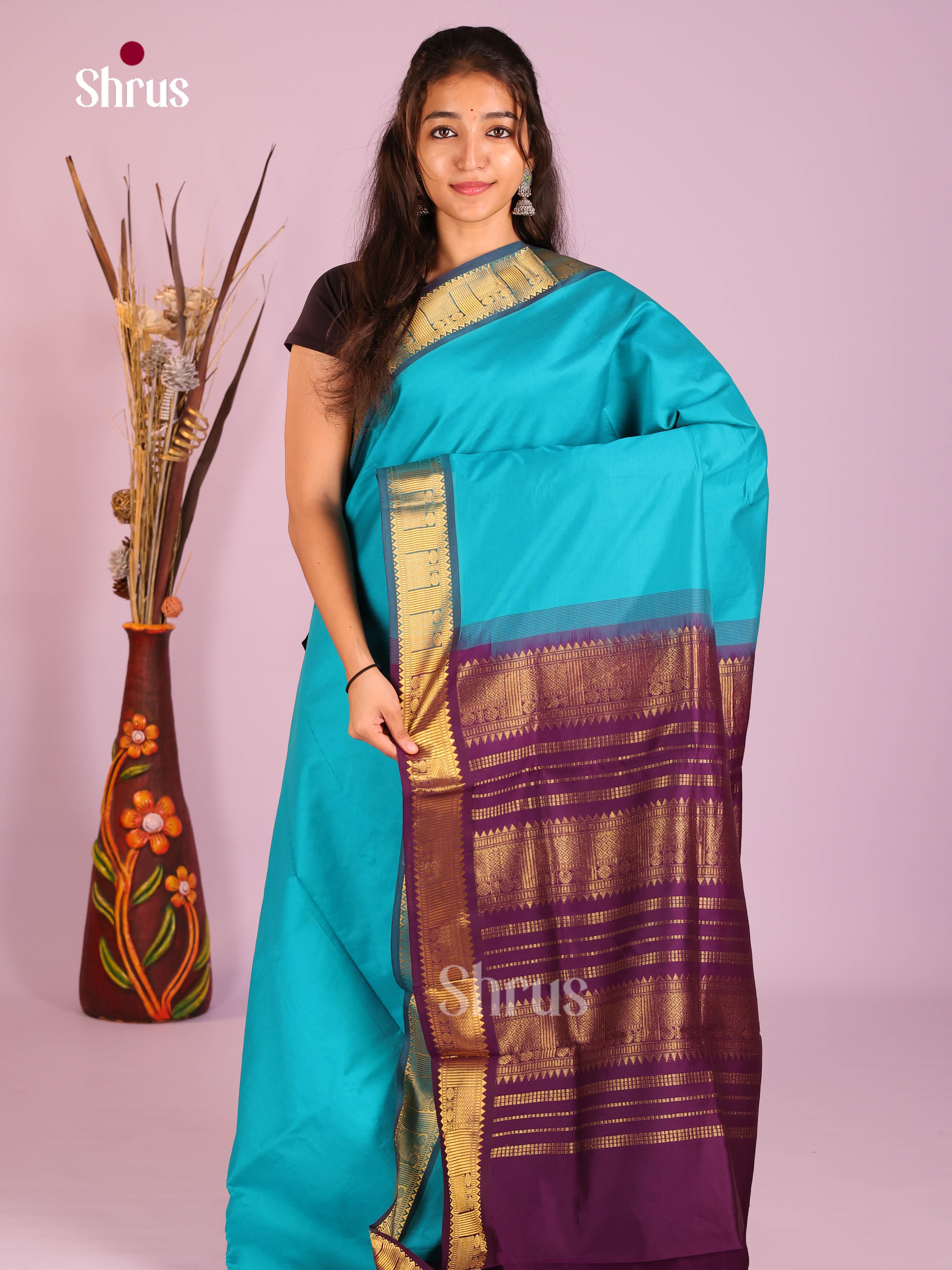 DIS10399 - Silkcotton-halfpure Saree - Shop on Shrus.com