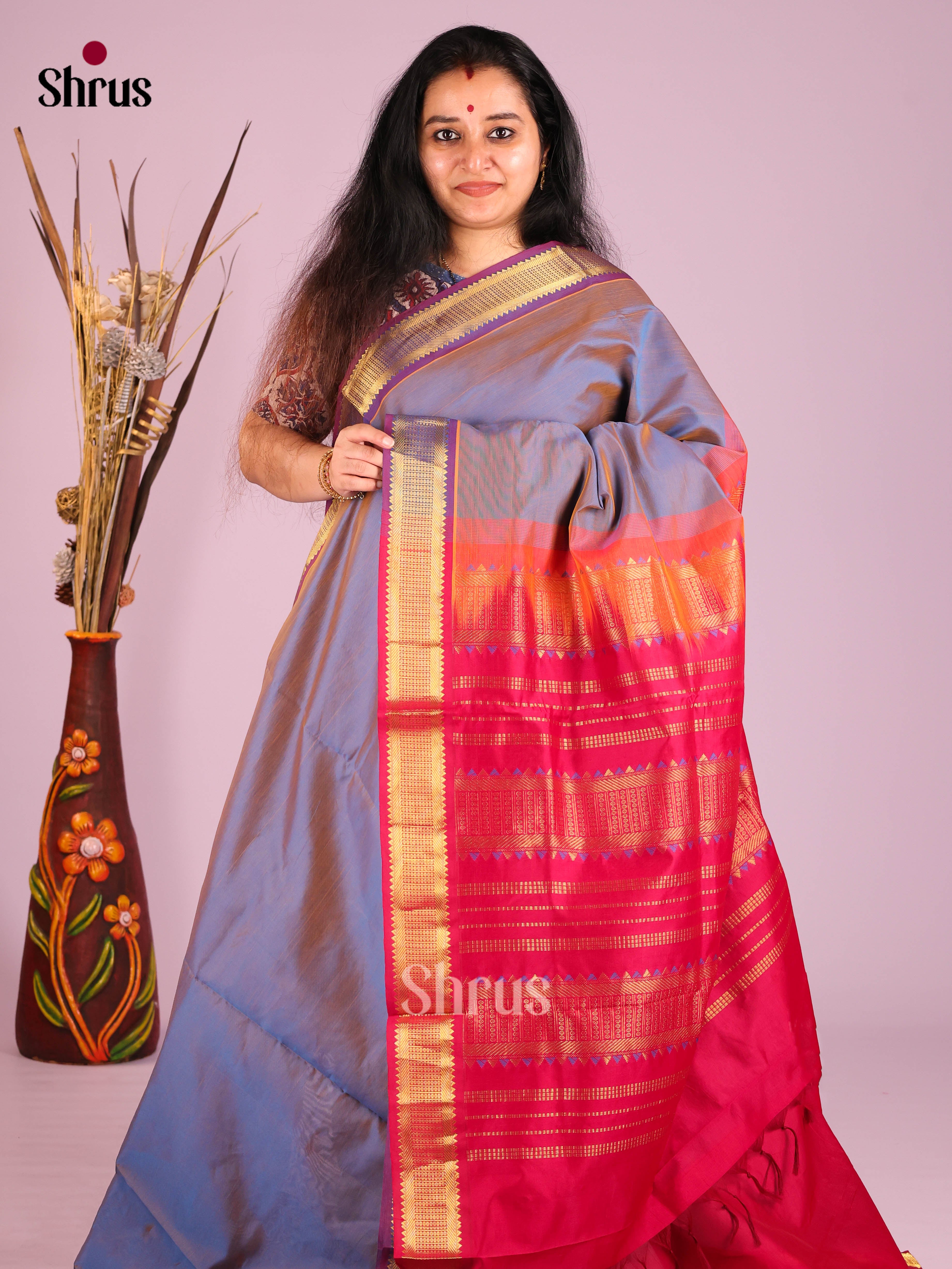 DIS10409 - Silkcotton-halfpure Saree - Shop on Shrus.com