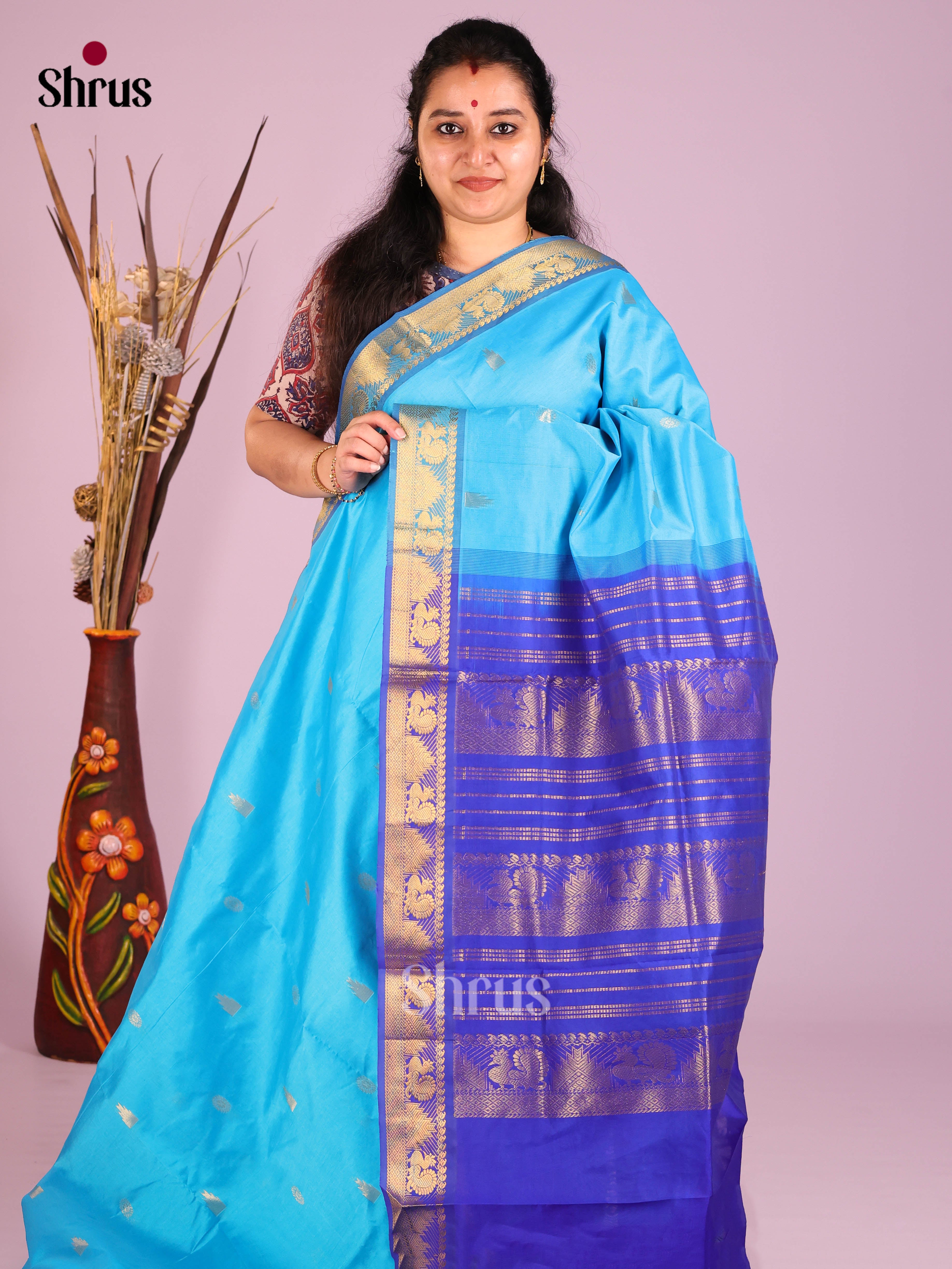 DIS10419 - Silkcotton-halfpure Saree - Shop on Shrus.com