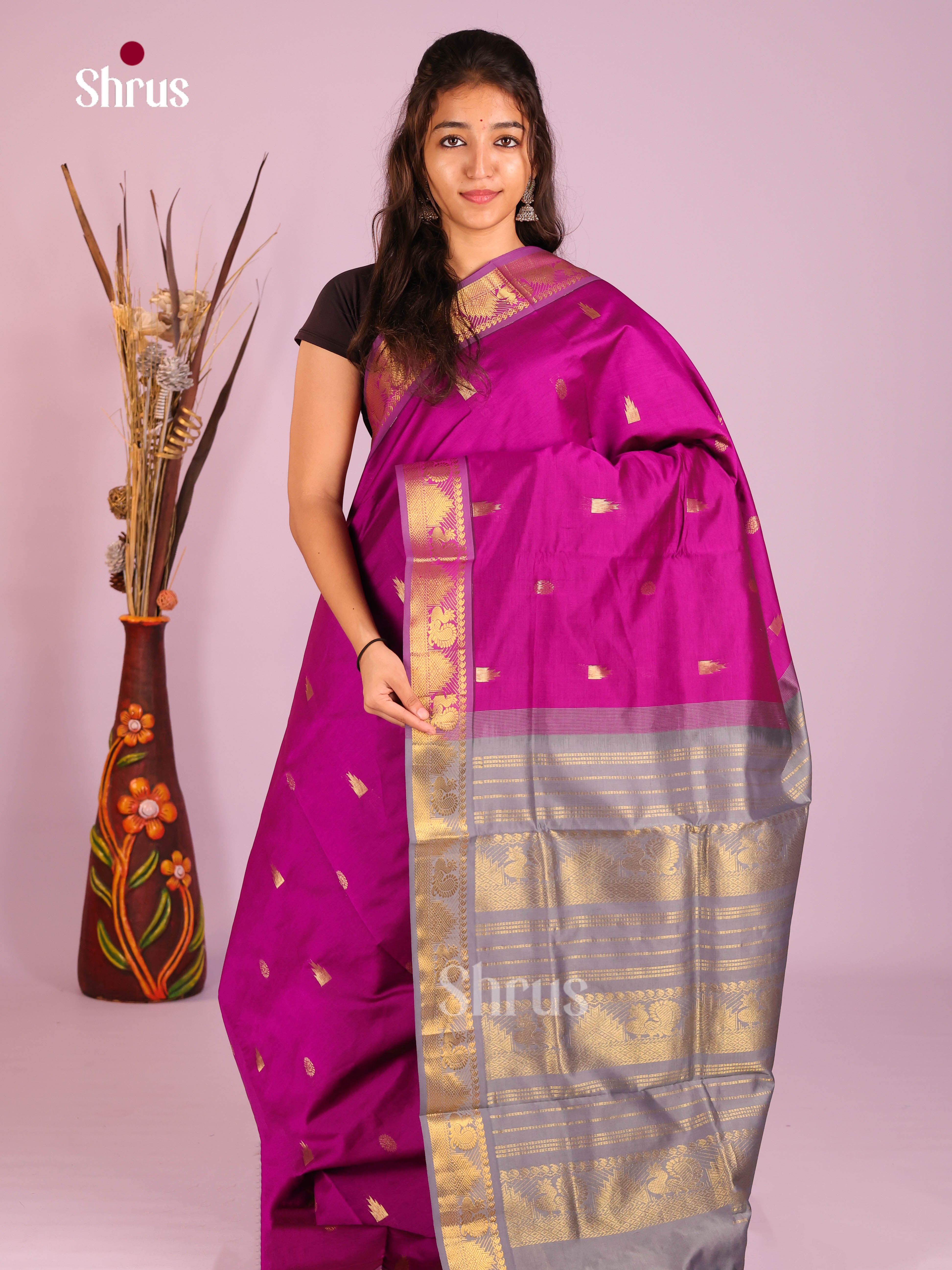 DIS10422 - Silkcotton-halfpure Saree - Shop on Shrus.com