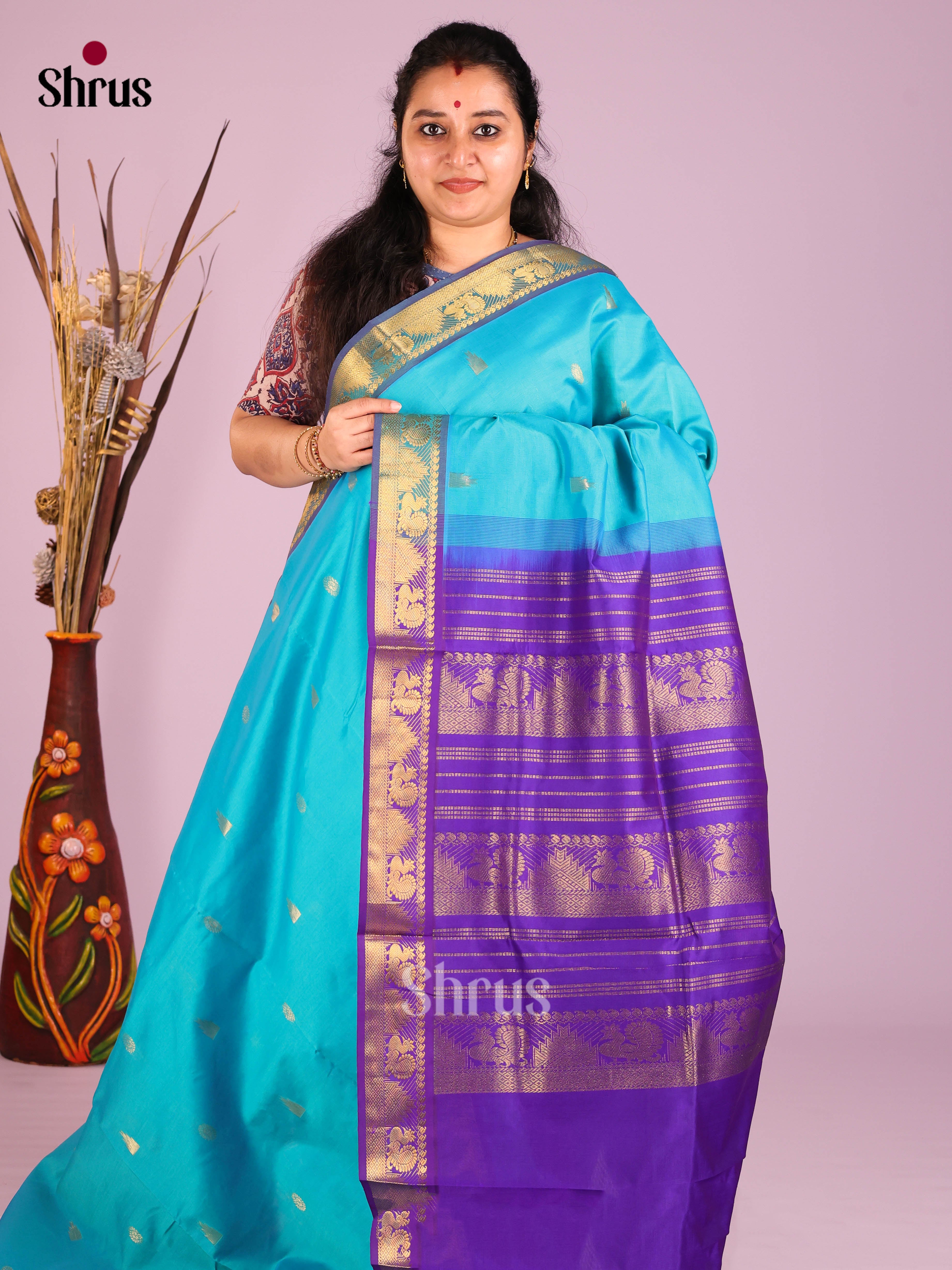 DIS10423 - Silkcotton-halfpure Saree - Shop on Shrus.com