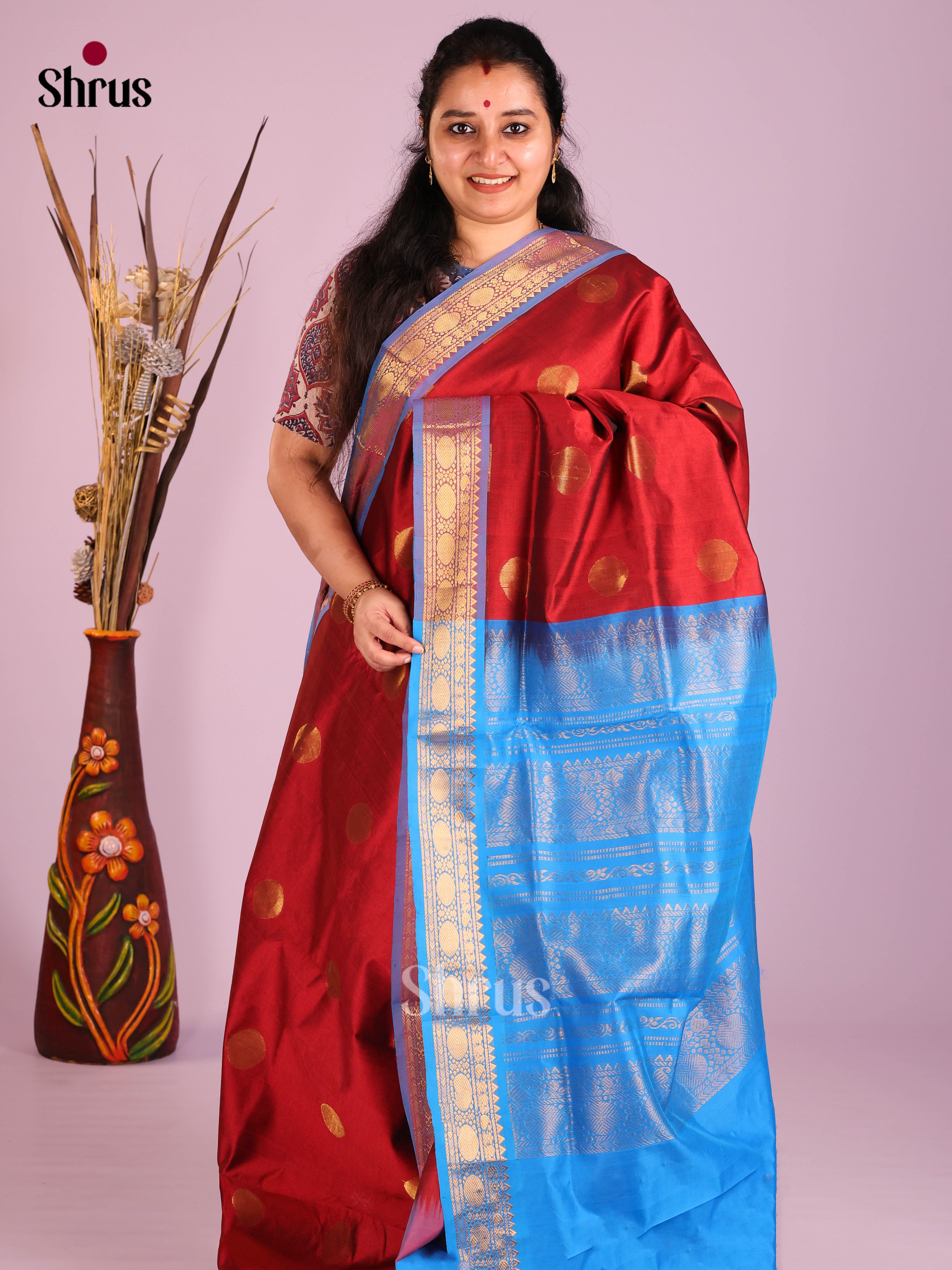 DIS10443 - Silkcotton-halfpure Saree - Shop on Shrus.com
