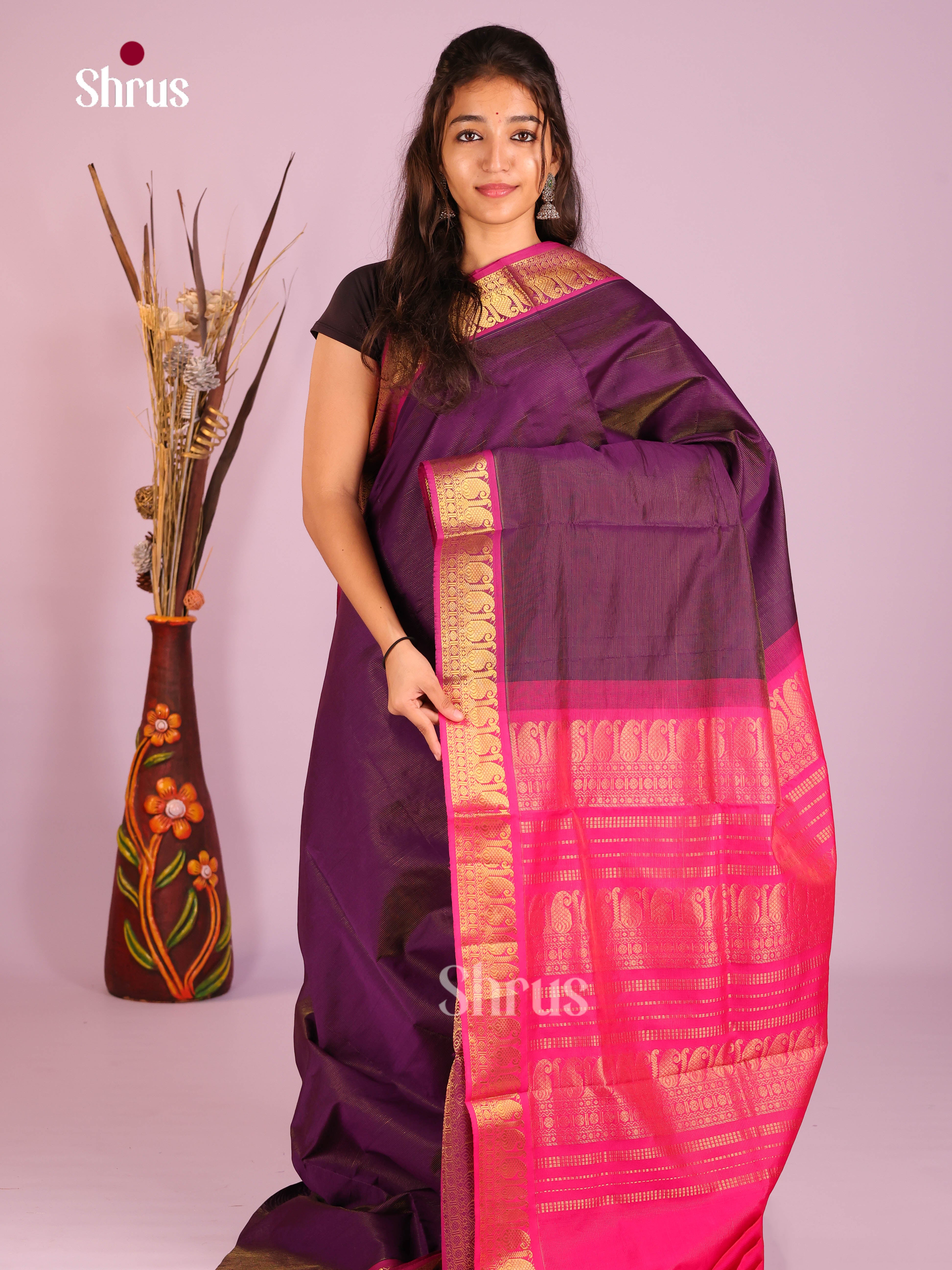 DIS10445 - Silkcotton-halfpure Saree - Shop on Shrus.com