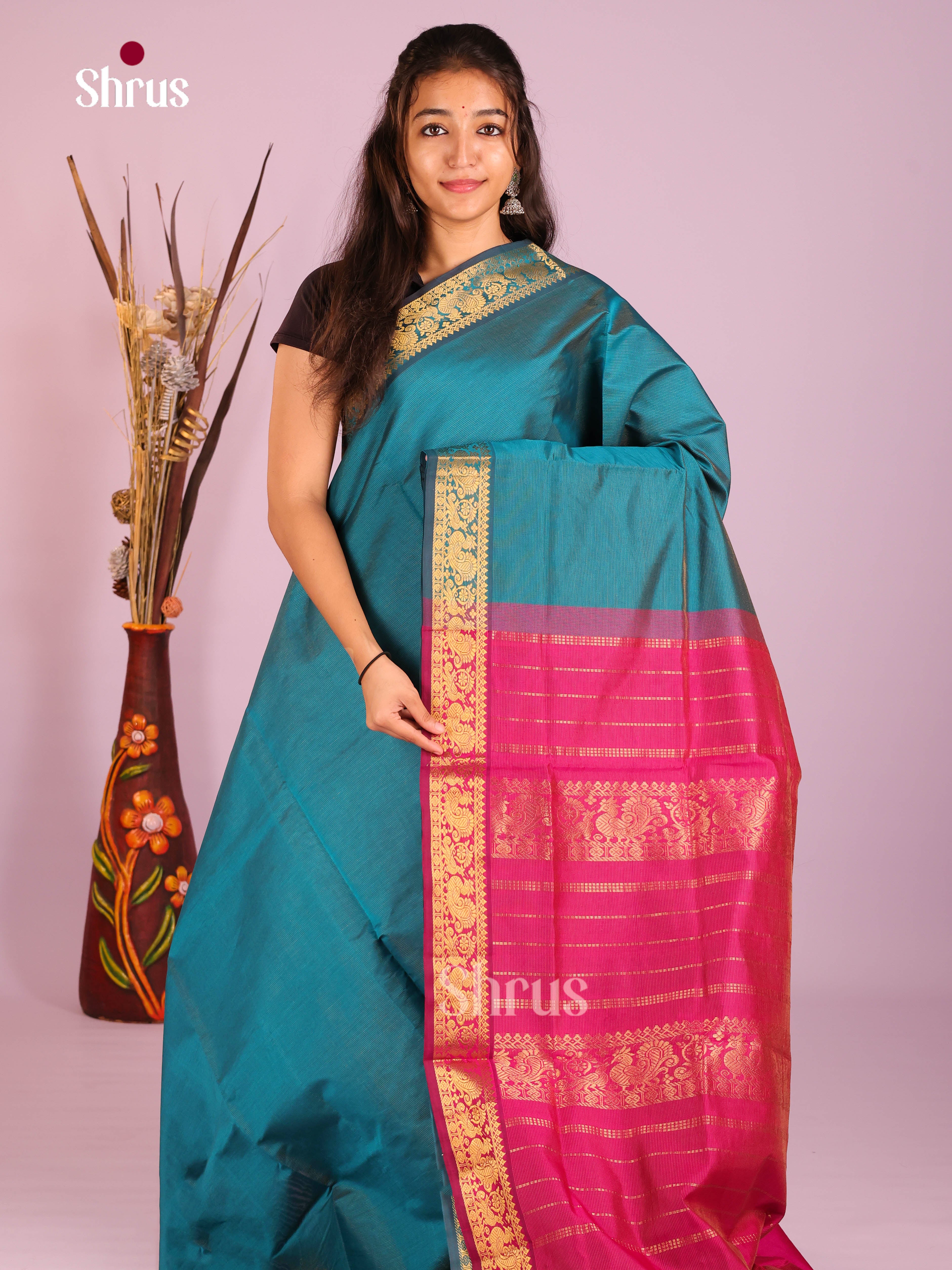 DIS10447 - Silkcotton-halfpure Saree - Shop on Shrus.com