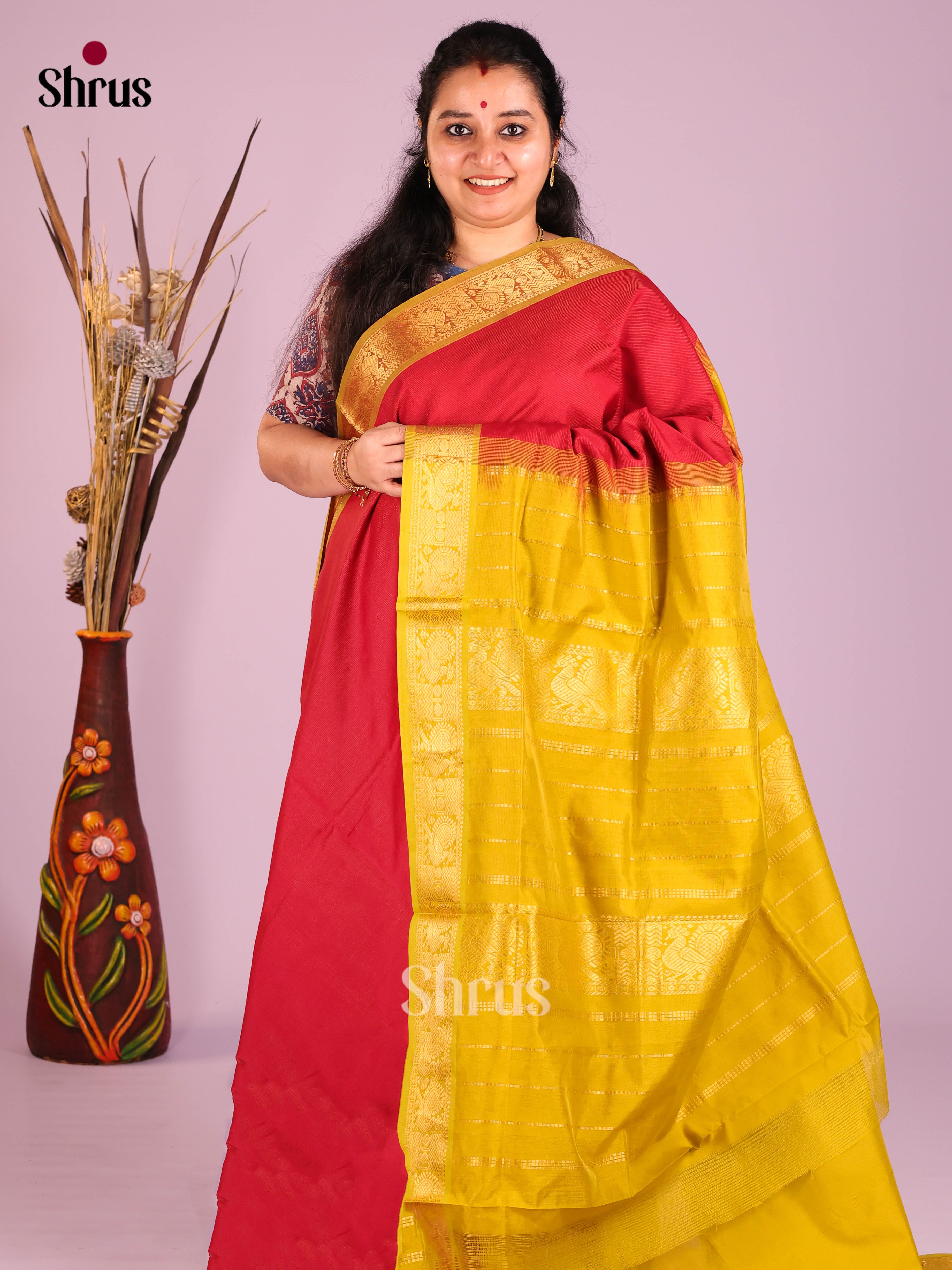 DIS10451 - Silkcotton-halfpure Saree - Shop on Shrus.com