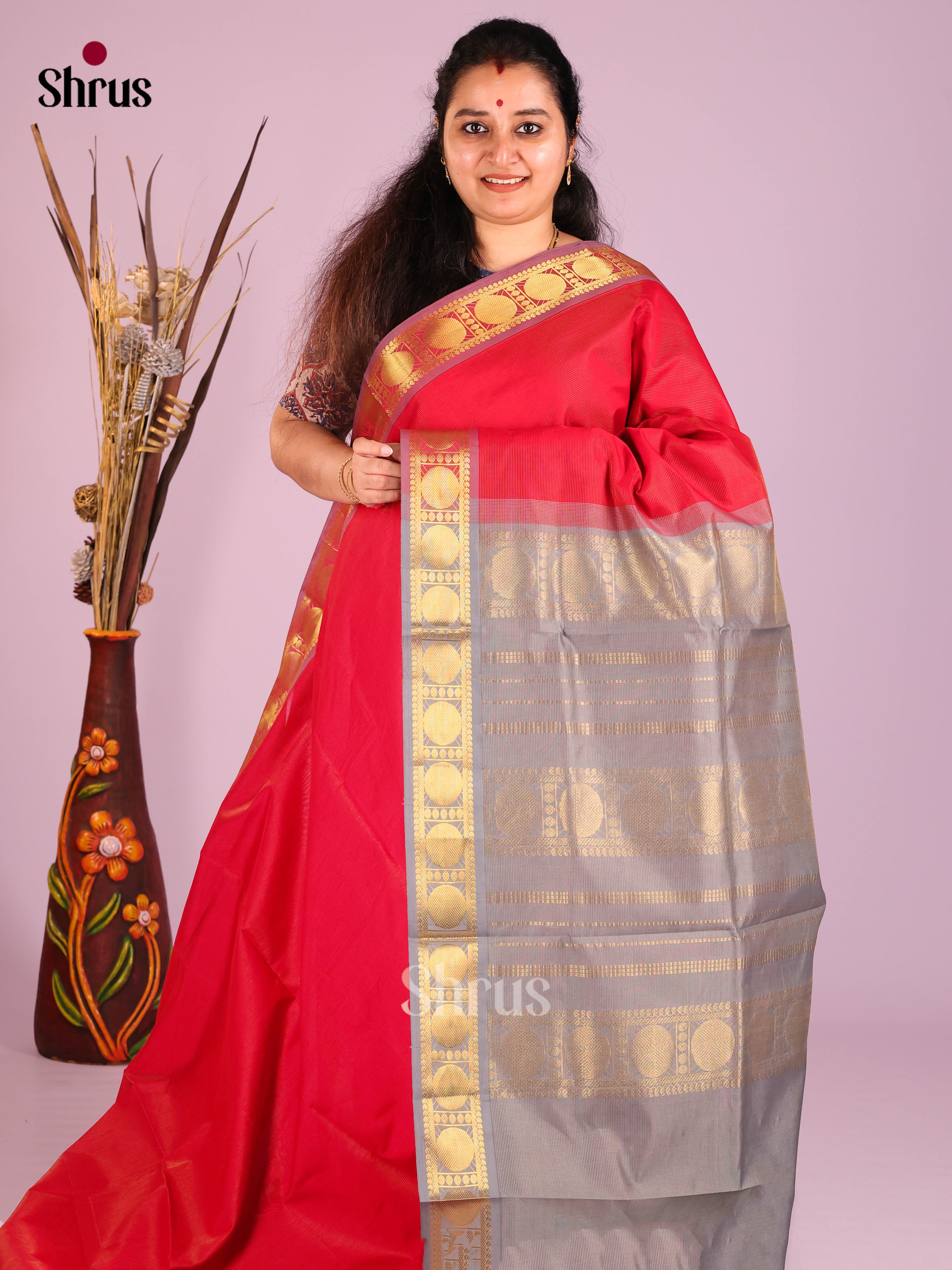 DIS10452 - Silkcotton-halfpure Saree - Shop on Shrus.com