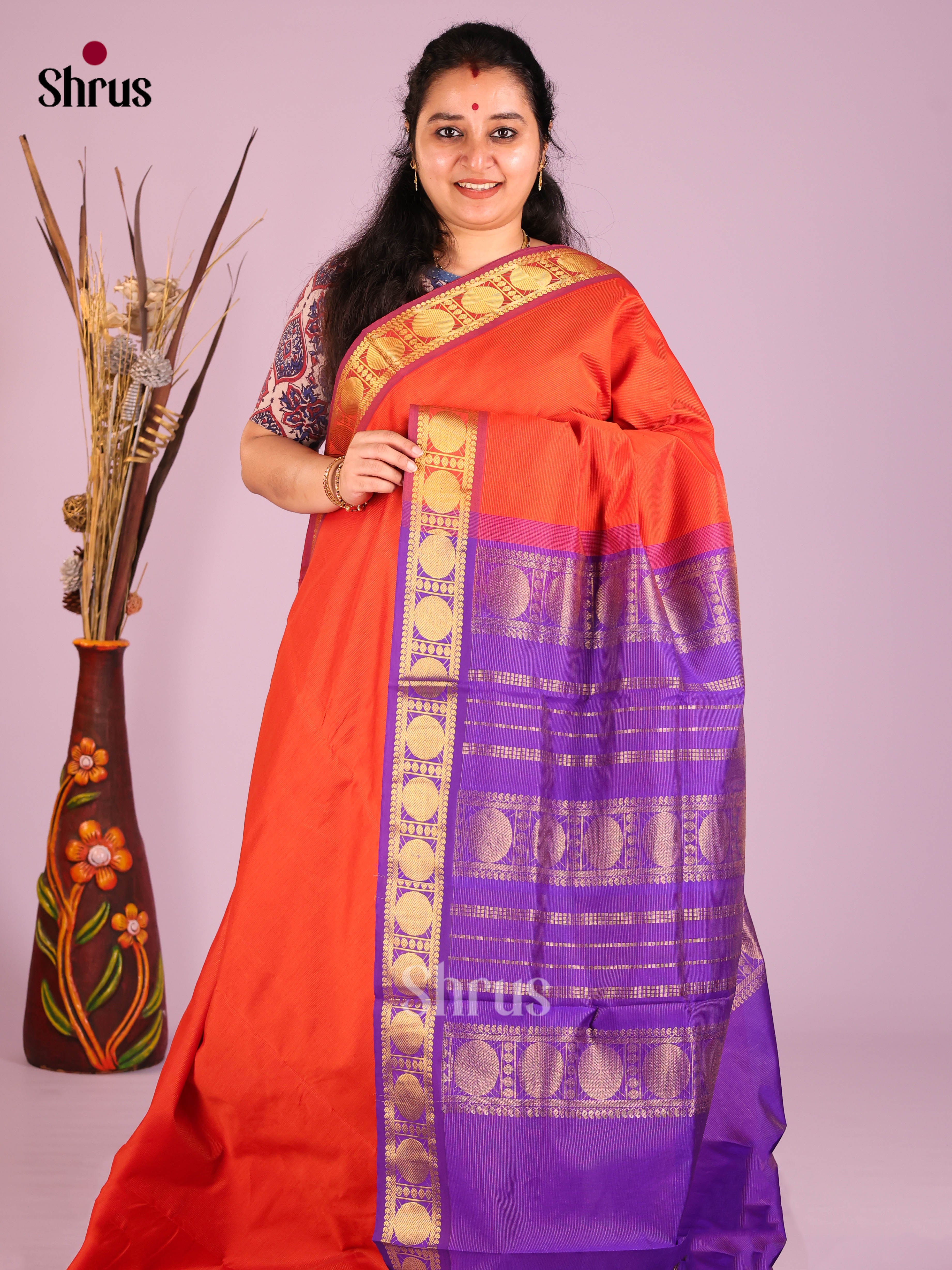 DIS10457 - Silkcotton-halfpure Saree - Shop on Shrus.com