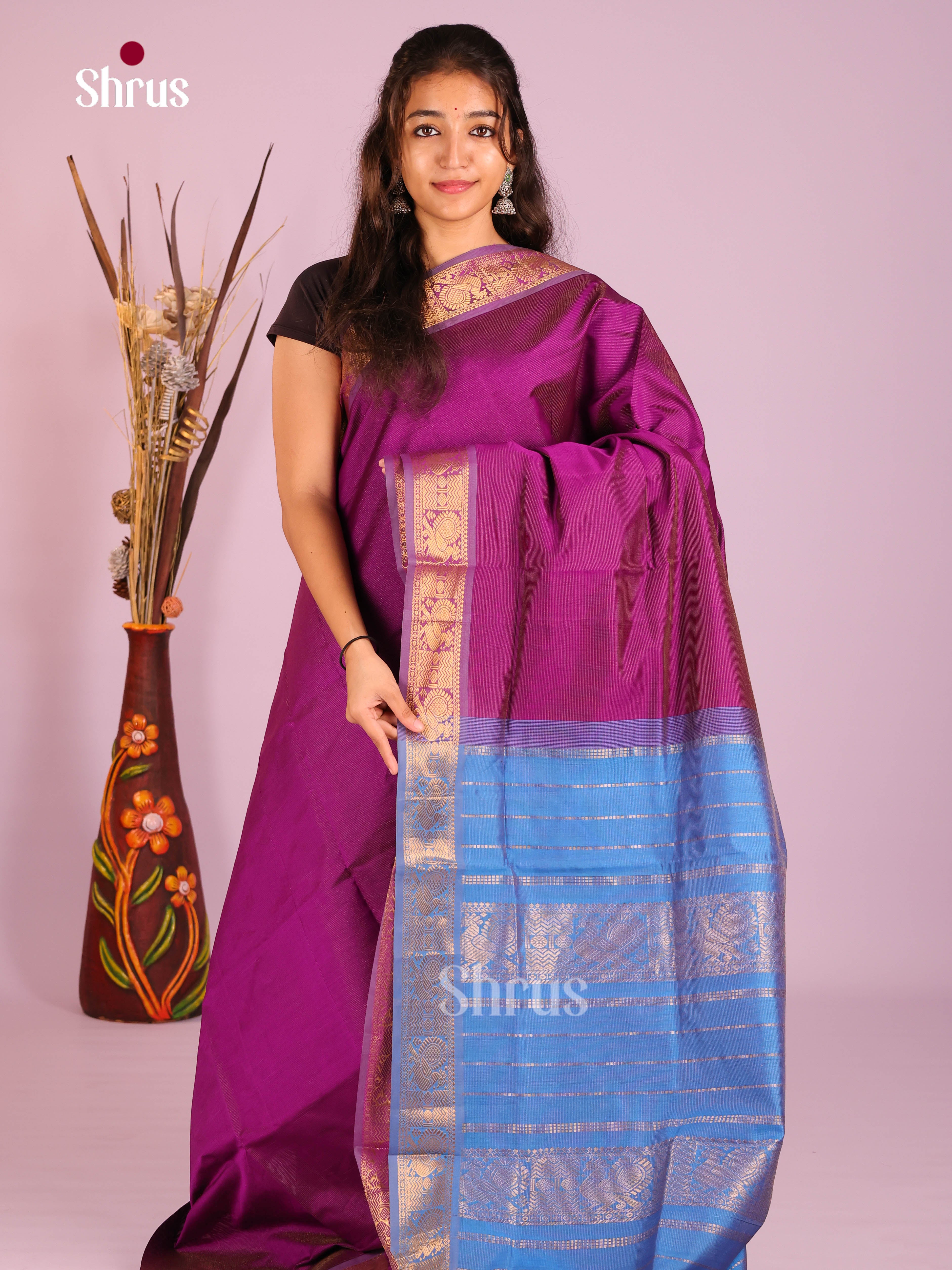 DIS10460 - Silkcotton-halfpure Saree - Shop on Shrus.com
