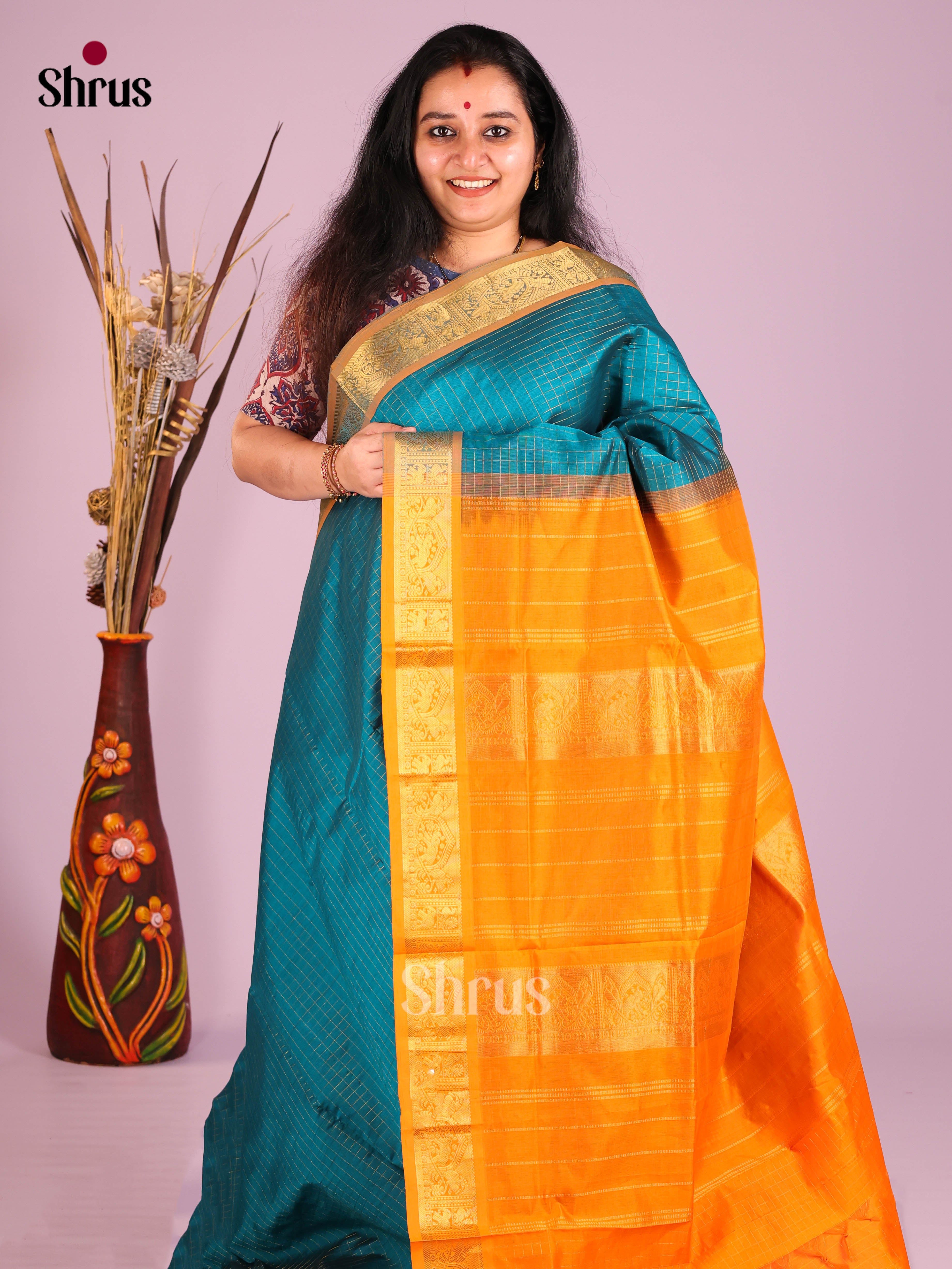 DIS10474 - Silkcotton-halfpure Saree - Shop on Shrus.com