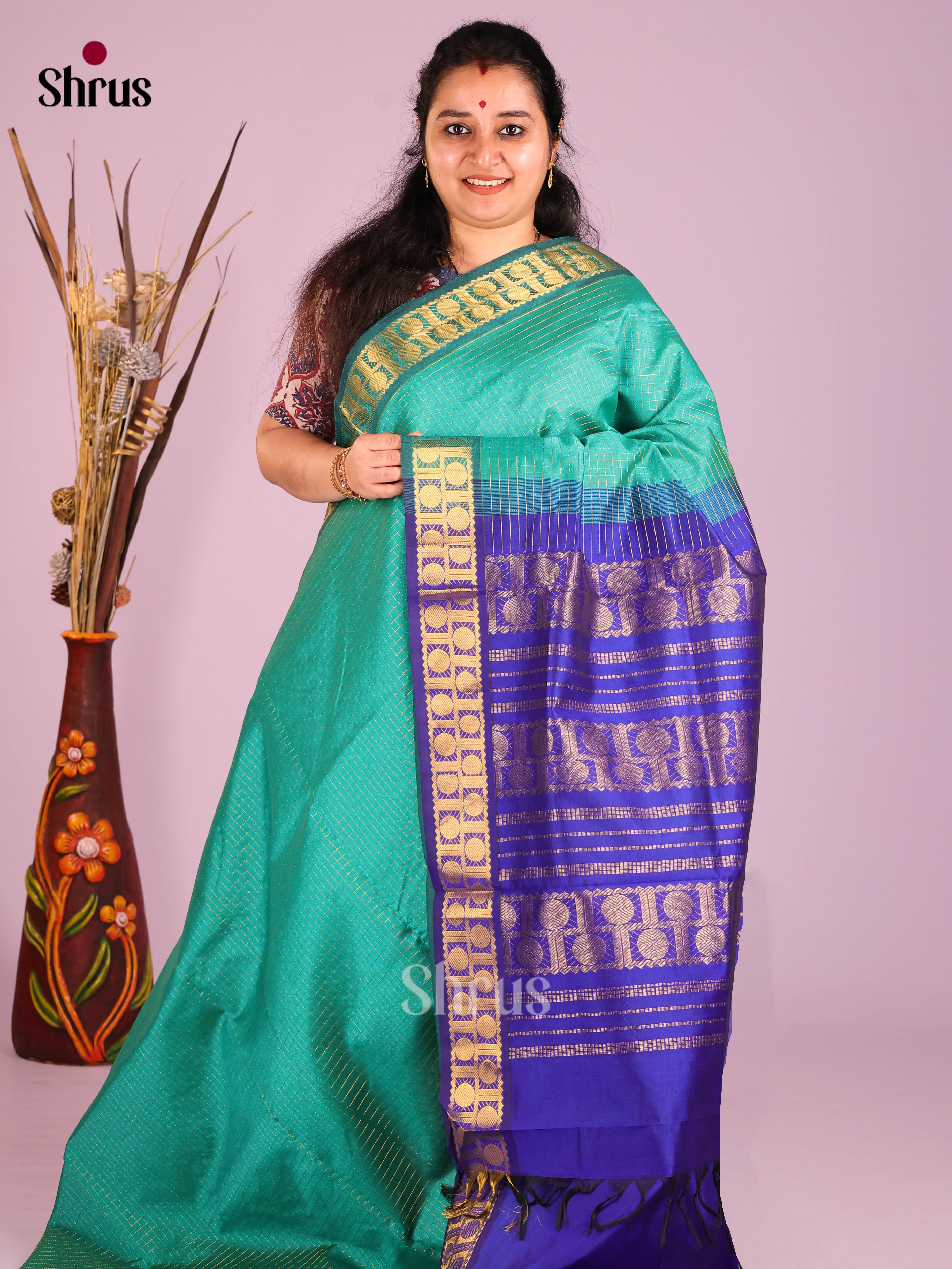 DIS10479 - Silkcotton-halfpure Saree - Shop on Shrus.com
