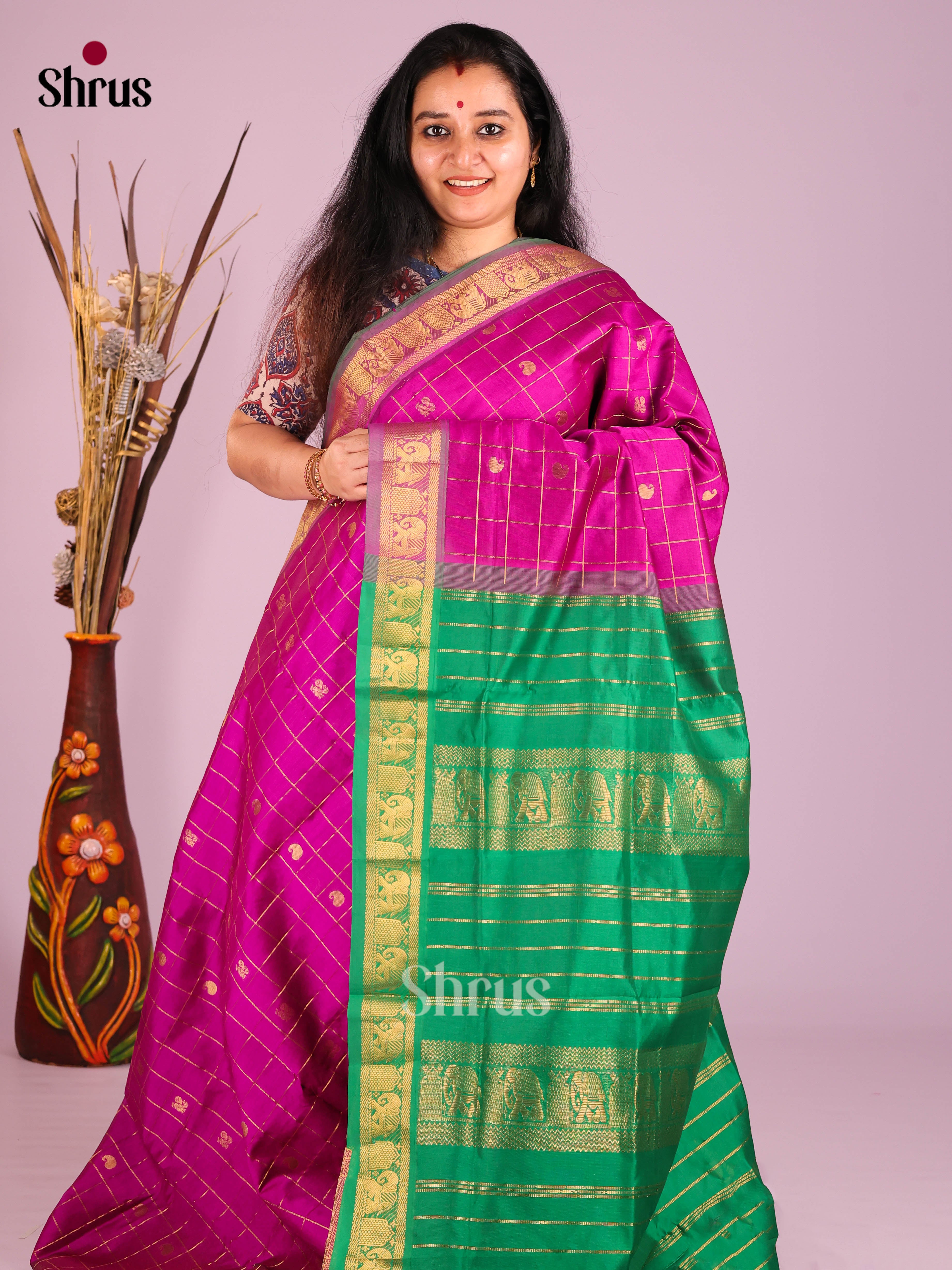 DIS10483 - Silkcotton-halfpure Saree - Shop on Shrus.com