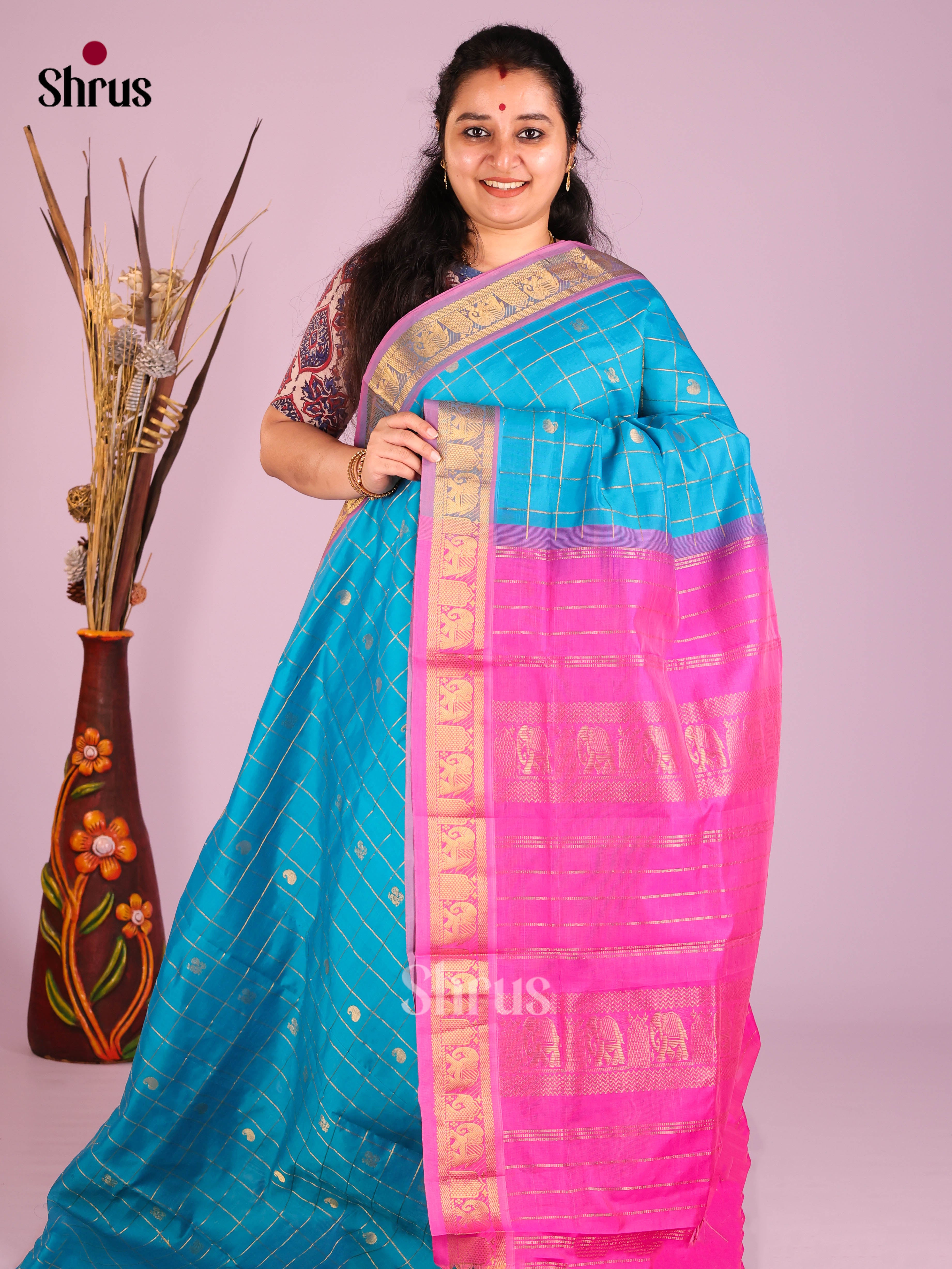 DIS10484 - Silkcotton-halfpure Saree - Shop on Shrus.com