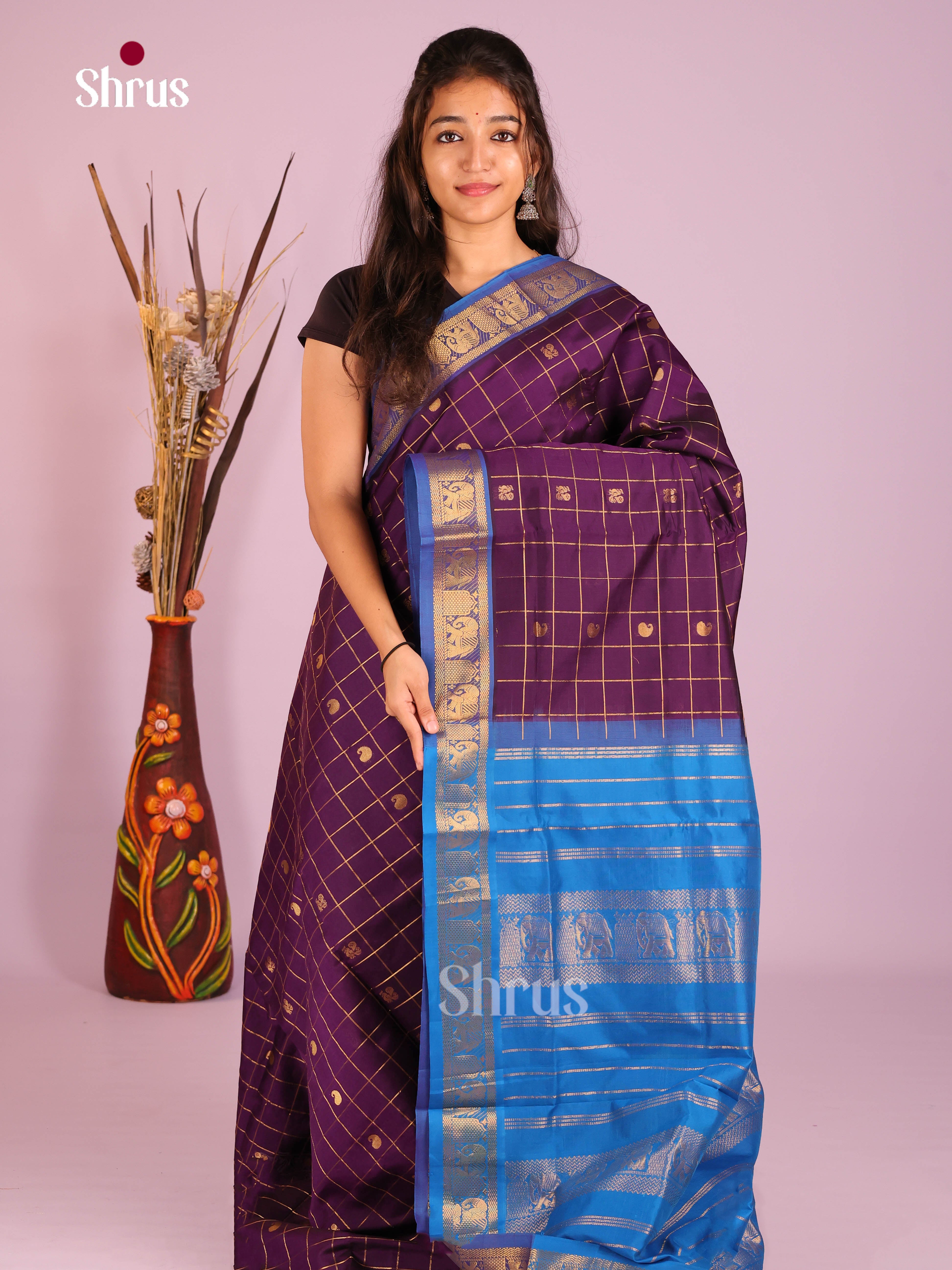 DIS10490 - Silkcotton-halfpure Saree - Shop on Shrus.com