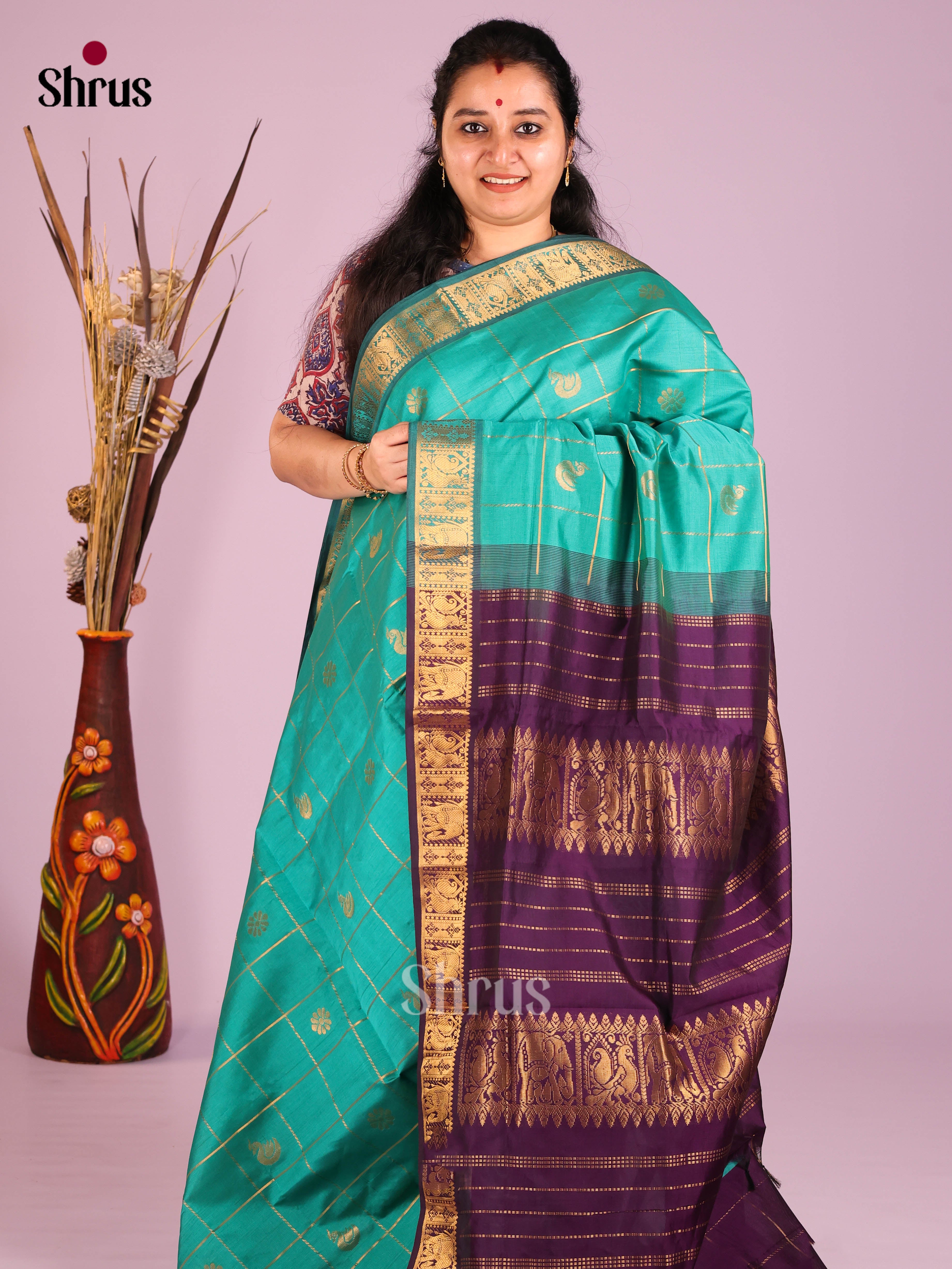 DIS10498 - Silkcotton-halfpure Saree - Shop on Shrus.com