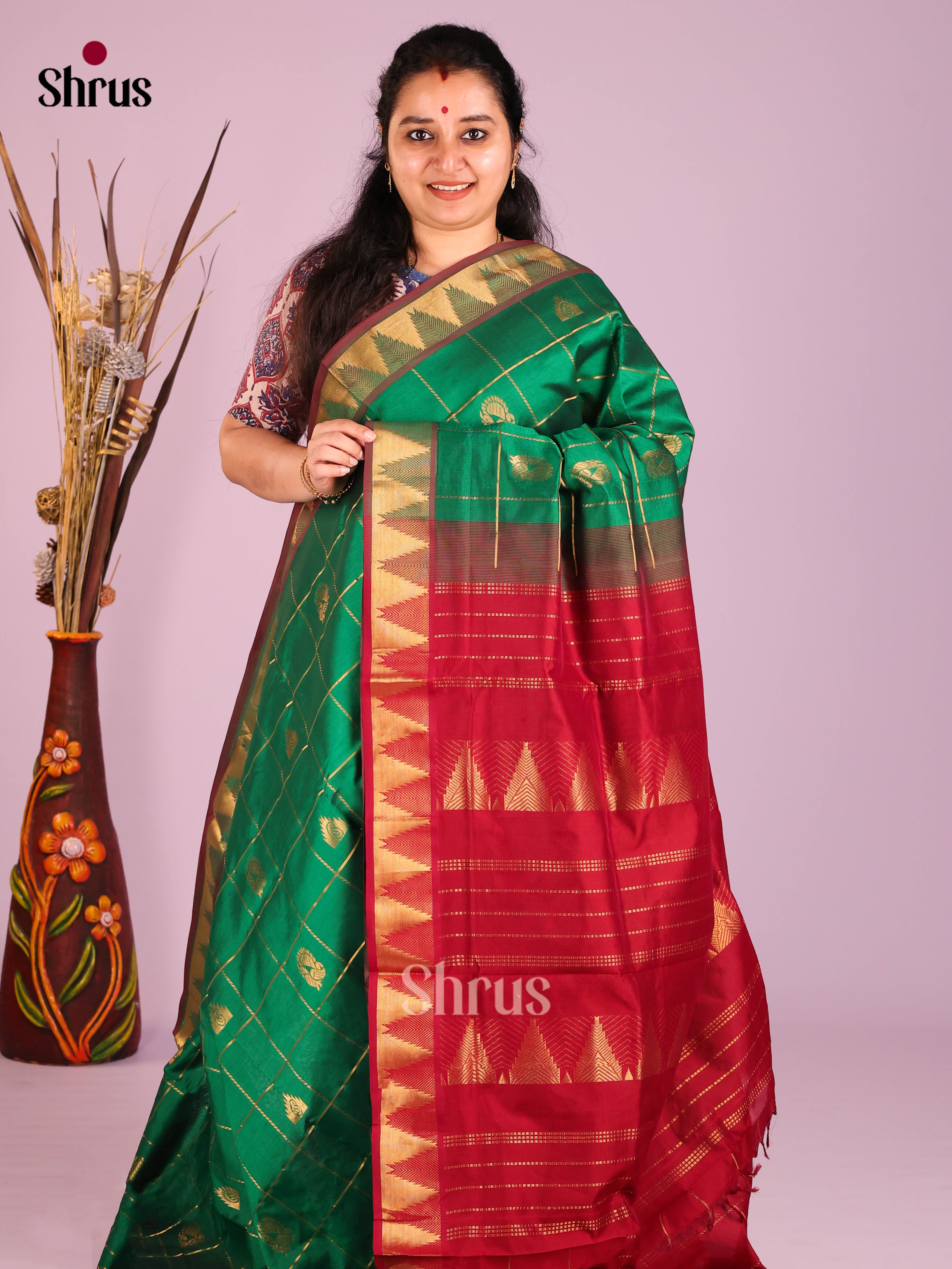 DIS10503 - Silkcotton-halfpure Saree - Shop on Shrus.com