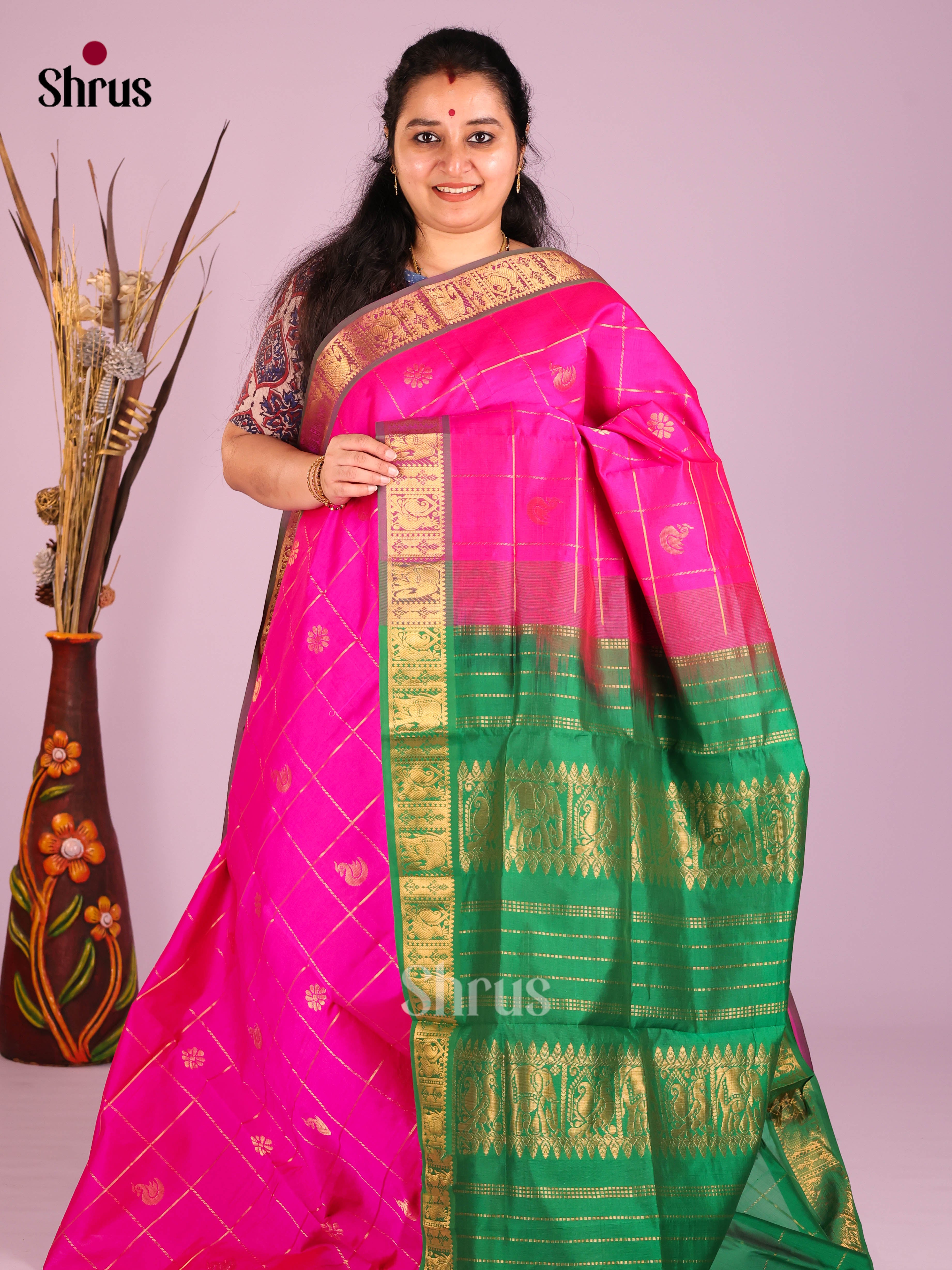 DIS10504 - Silkcotton-halfpure Saree - Shop on Shrus.com
