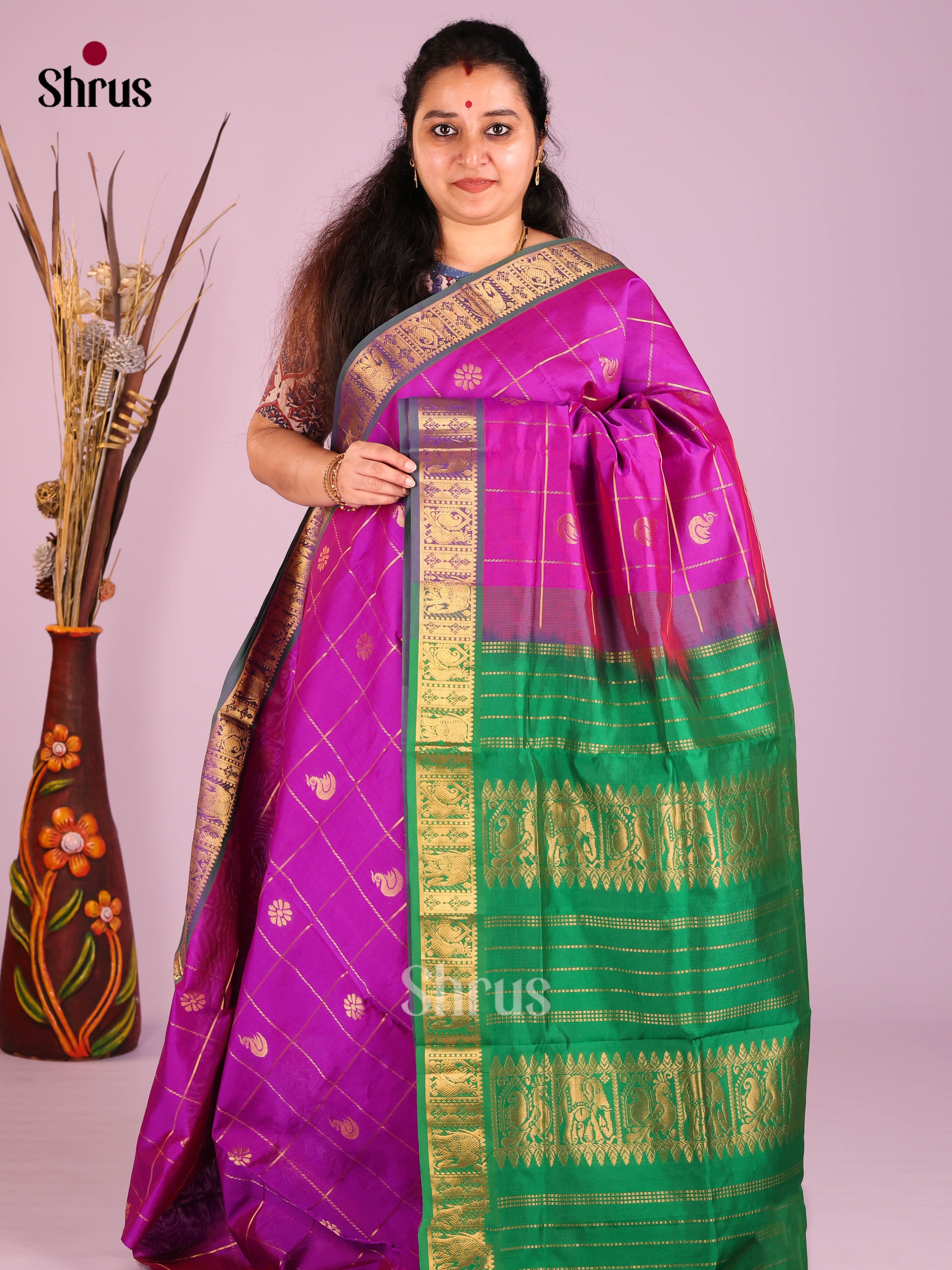DIS10507 - Silkcotton-halfpure Saree - Shop on Shrus.com