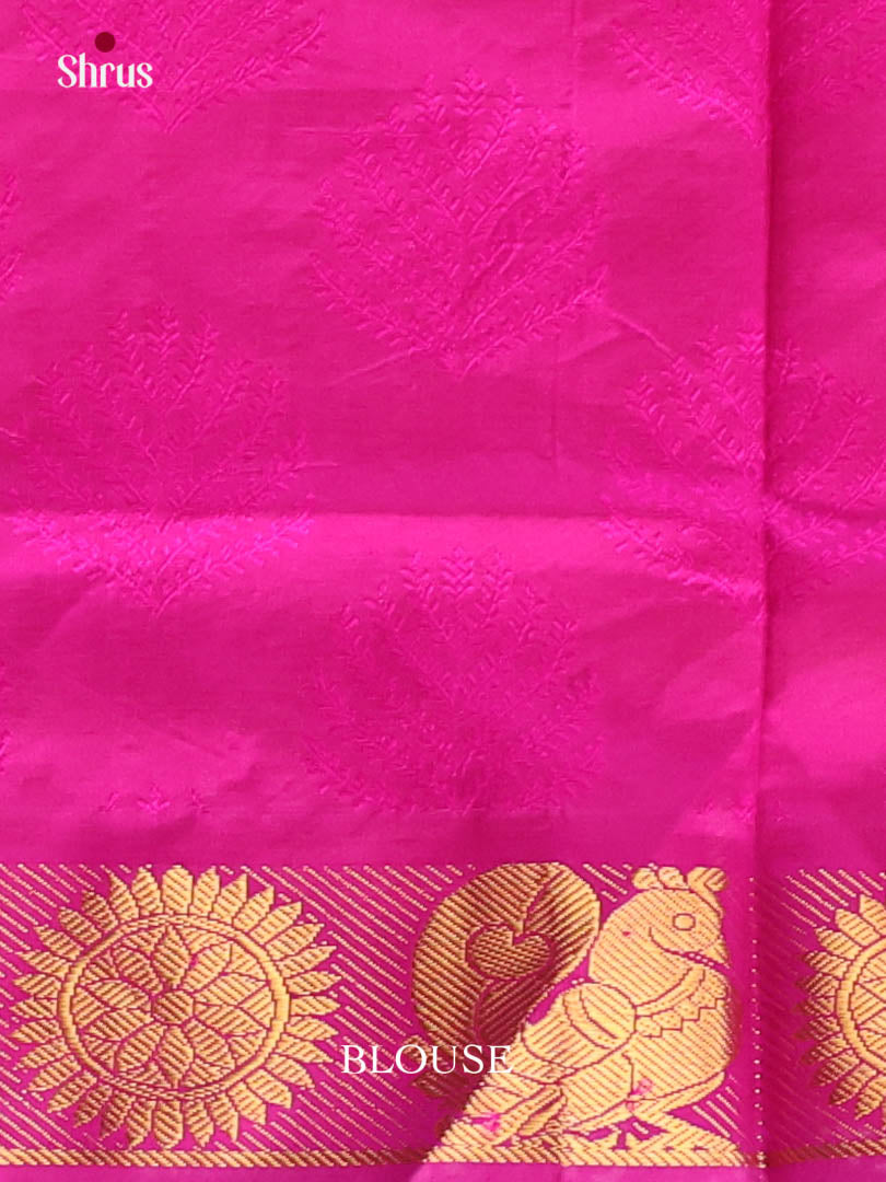 Yellow & Majenta - Silkcotton-halfpure Saree