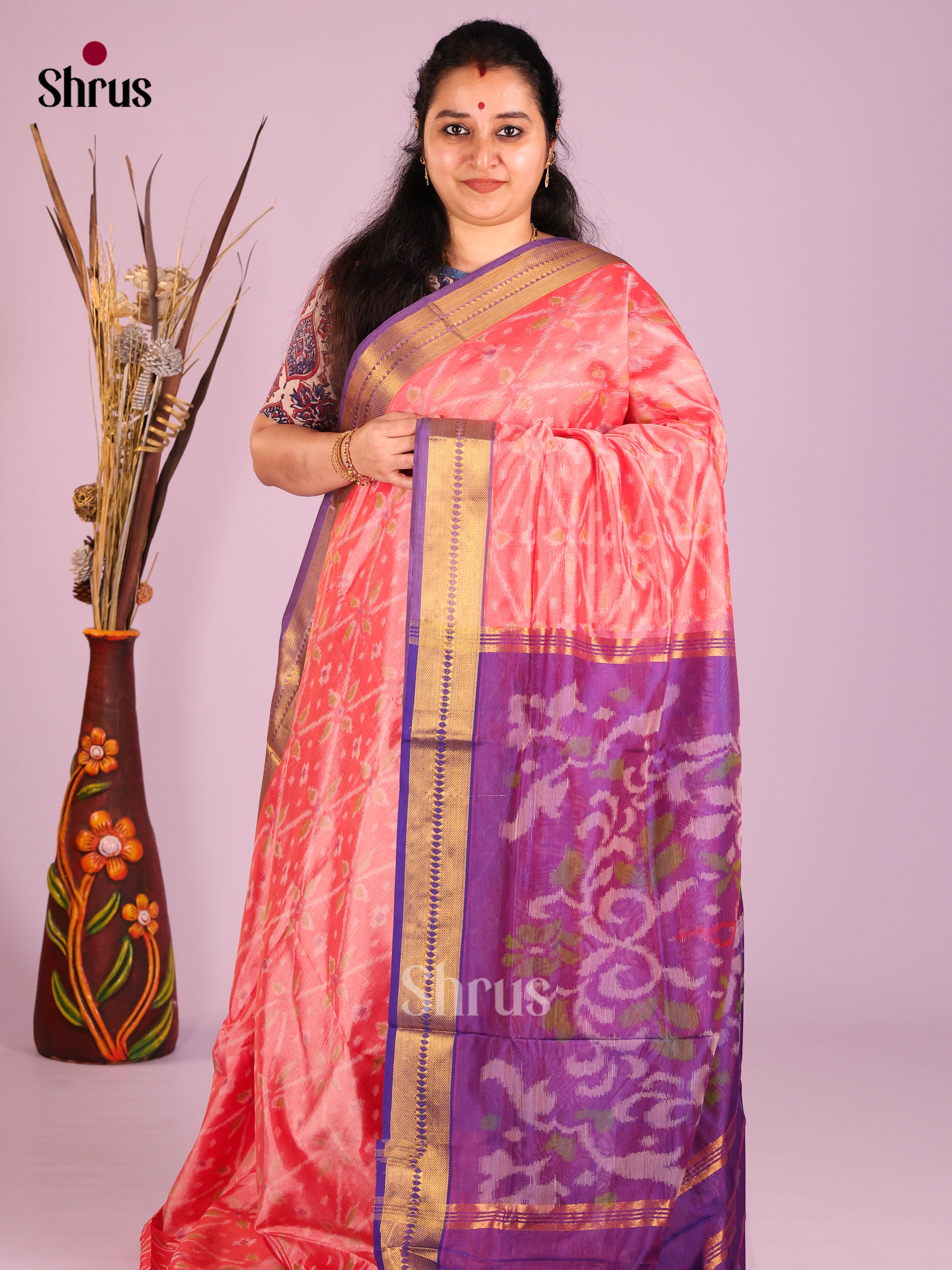 DIS10590 - Silkcotton-Halfpure 9Yards Saree - Shop on Shrus.com