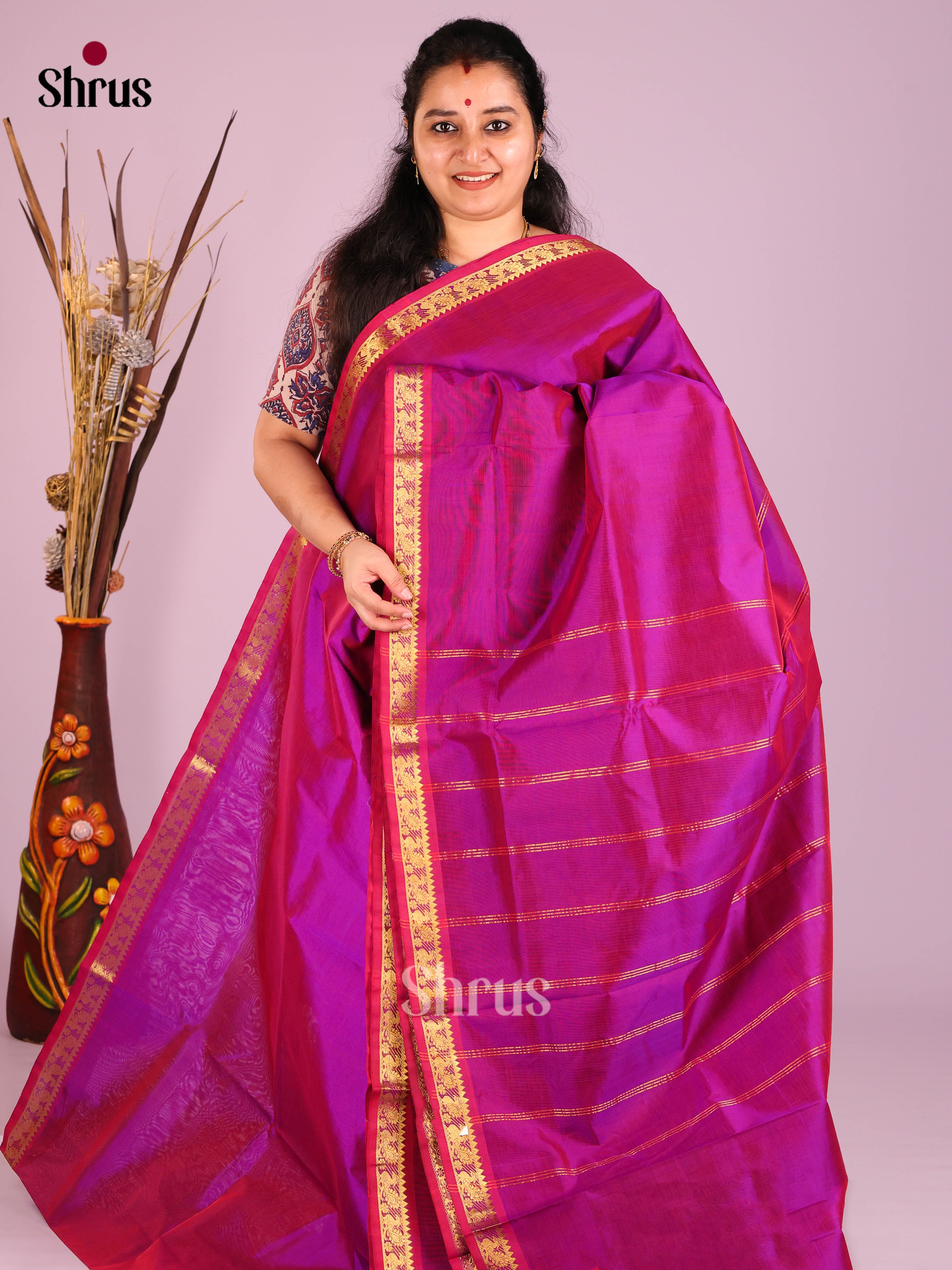 DIS10638 - Silk Cotton Saree - Shop on Shrus.com