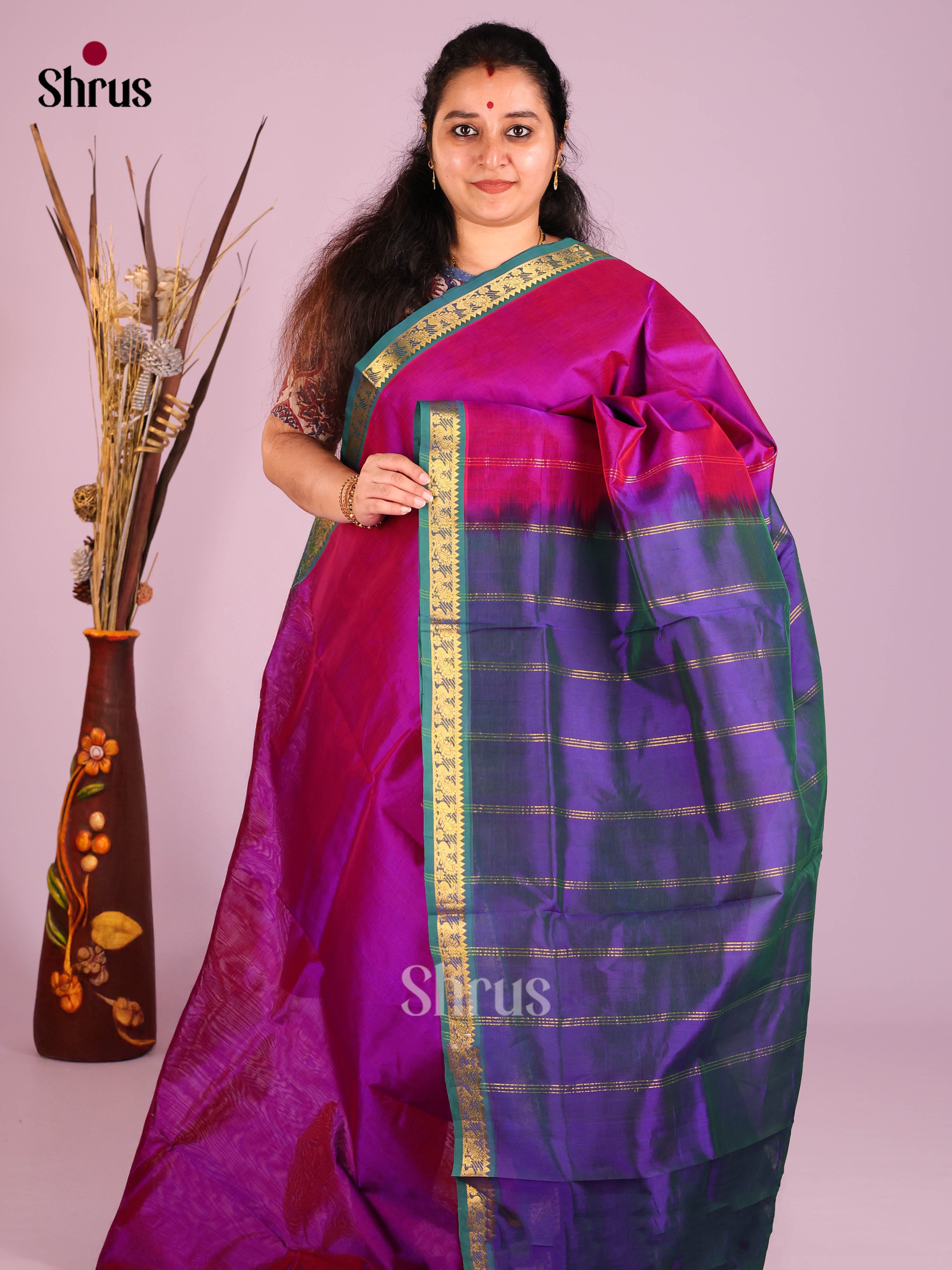 DIS10647 - Silk Cotton Saree - Shop on Shrus.com