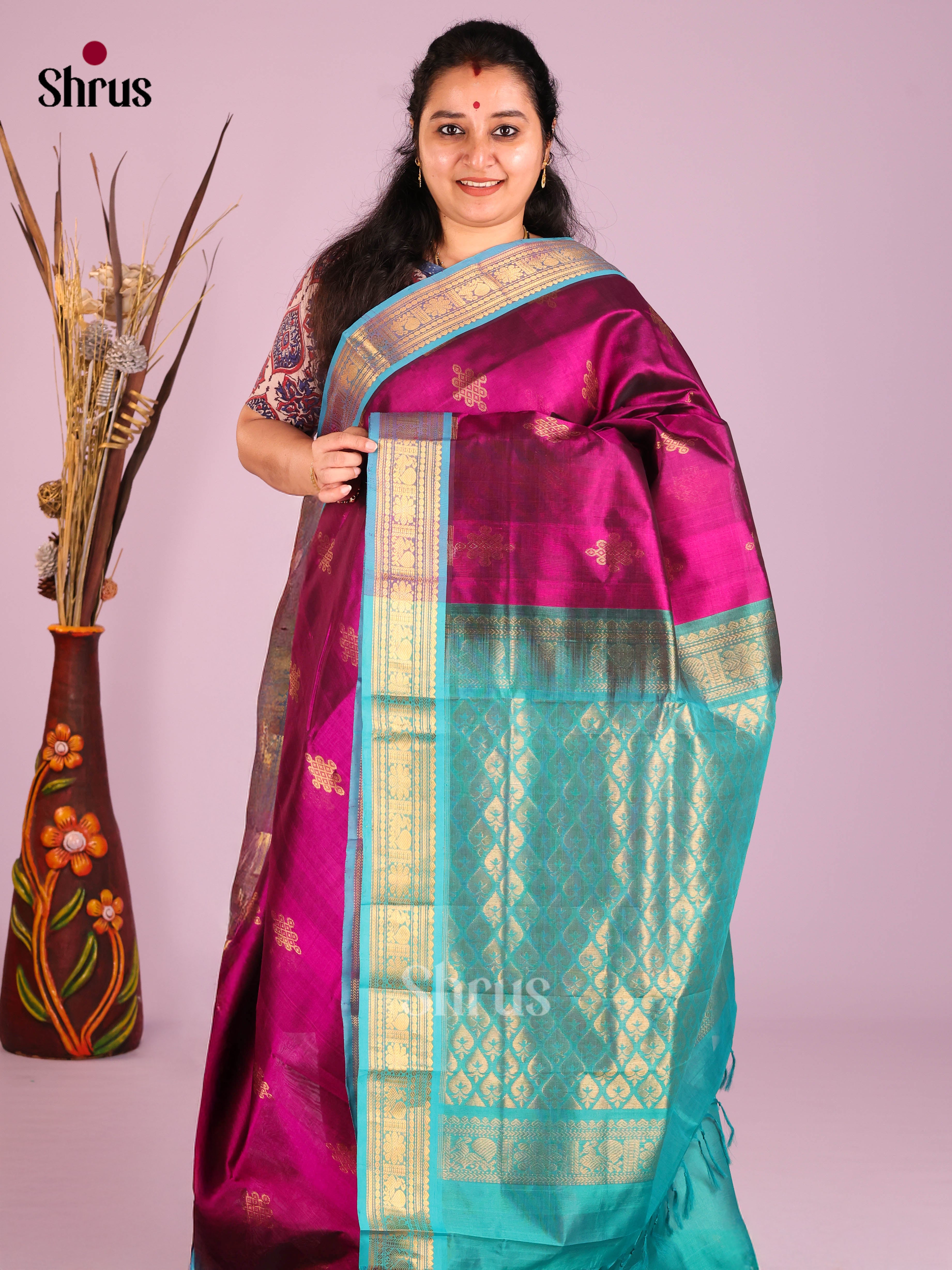 DIS10662 - NON KORVAI MEDIUM BORDER-Butta Saree - Shop on Shrus.com