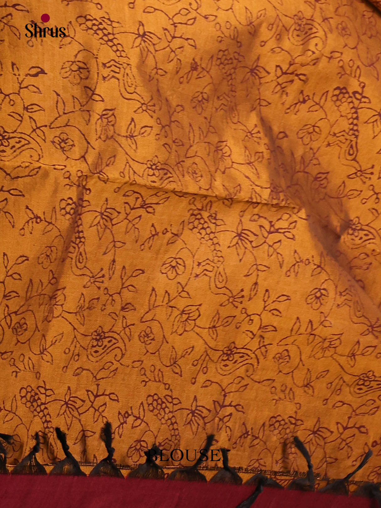 Maroon & Mustard - Semi Silkcotton print Saree - Shop on Shrus.com