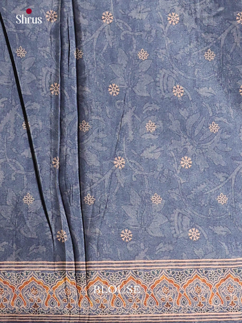 Orange  & Blue - Semi Crepe Saree - Shop on Shrus.com