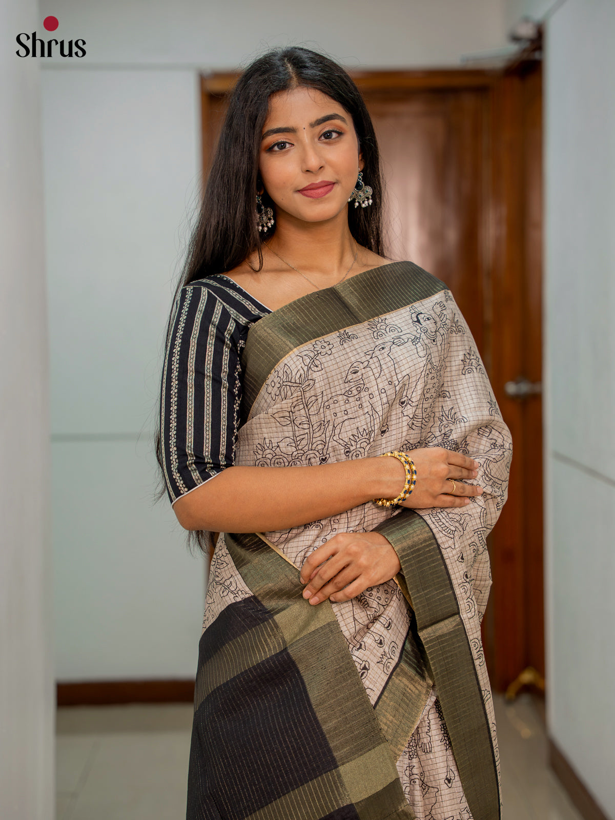 DIS11297 - Printed Semi Tussar Saree