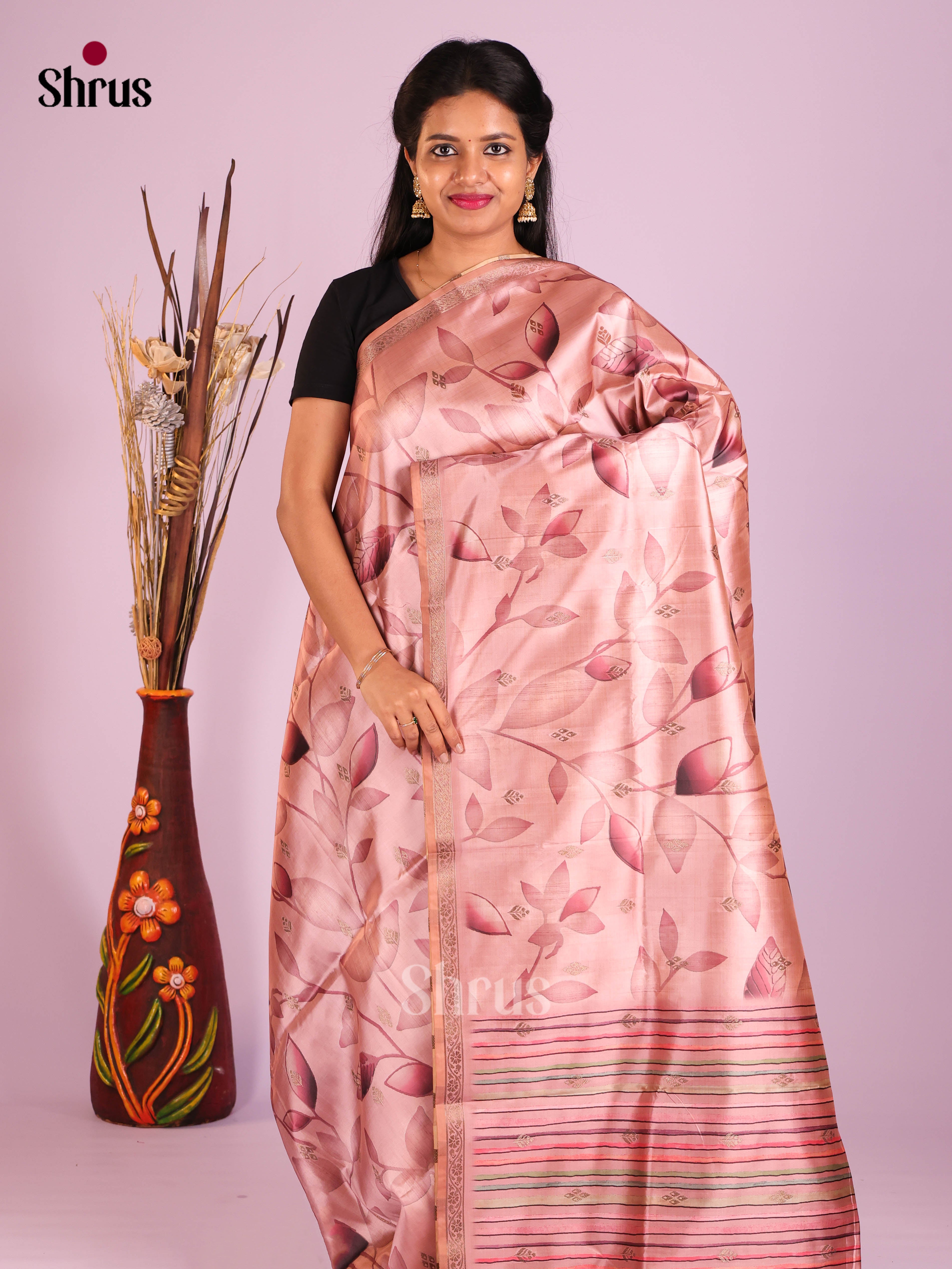 Dusty Pink - Semi Dupion Saree