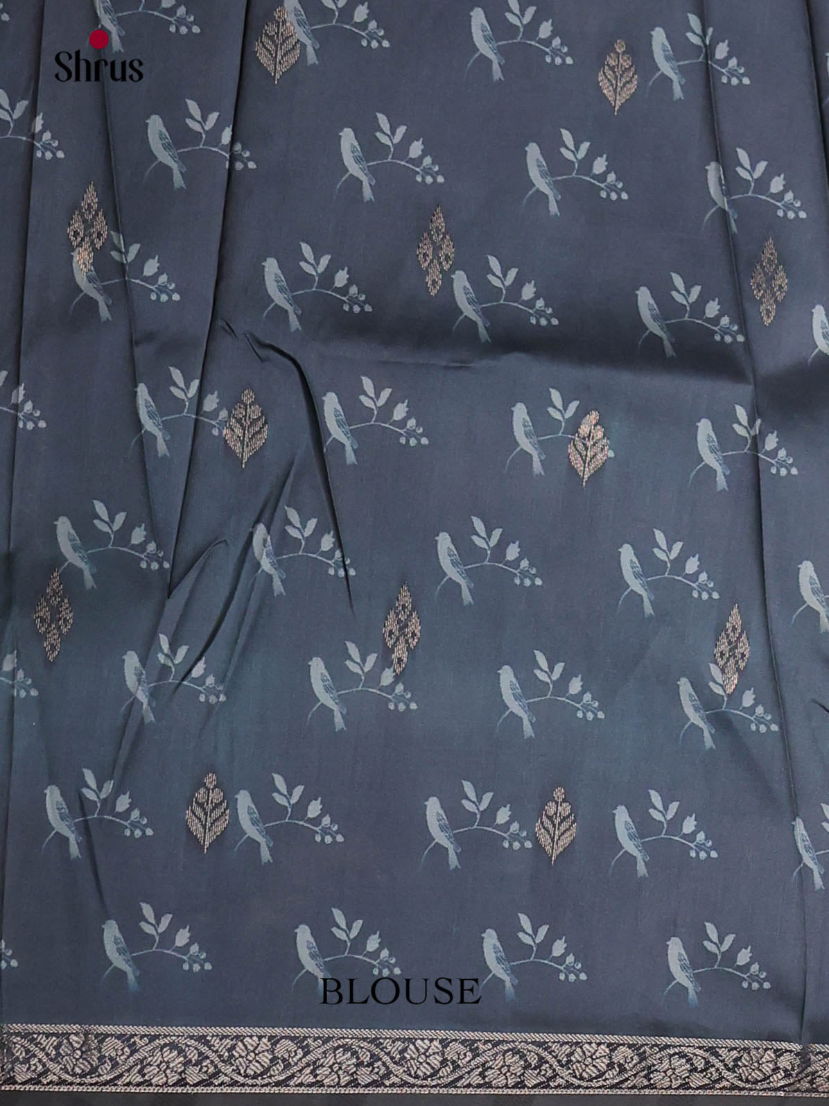 Navy Blue - Semi Dupion Saree - Shop on Shrus.com