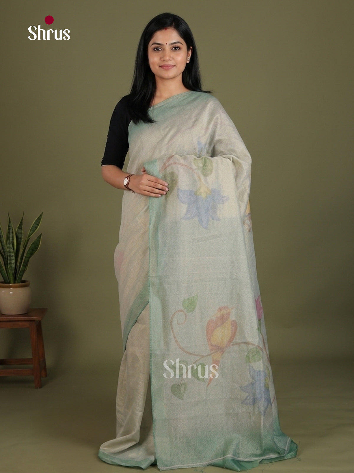 DIS11372 - Semi Tissue Print Saree - Shop on Shrus.com