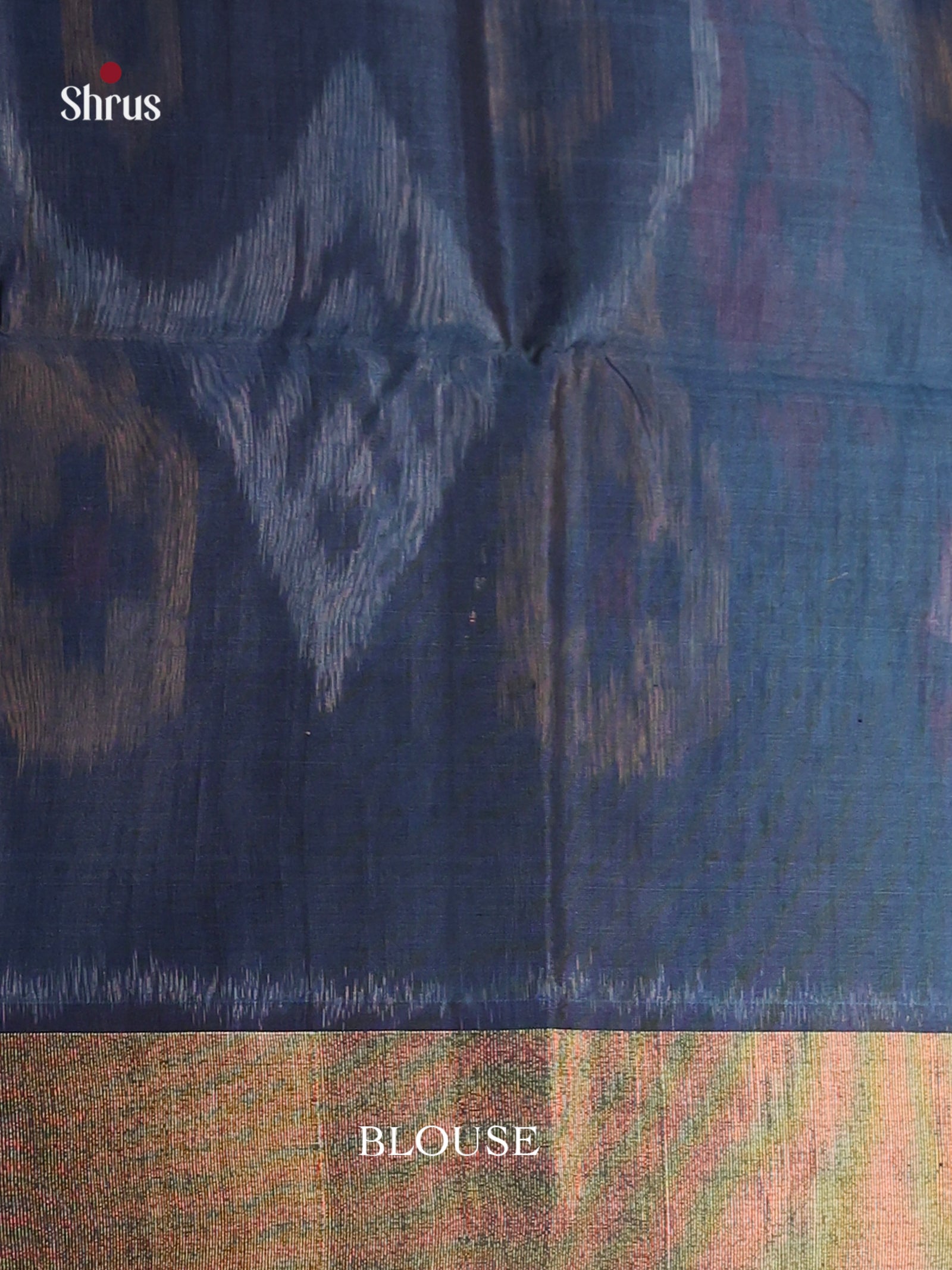 Pale Orange Pochampally Silk Cotton Saree with Floral Design & Peacock Blue Zari Border