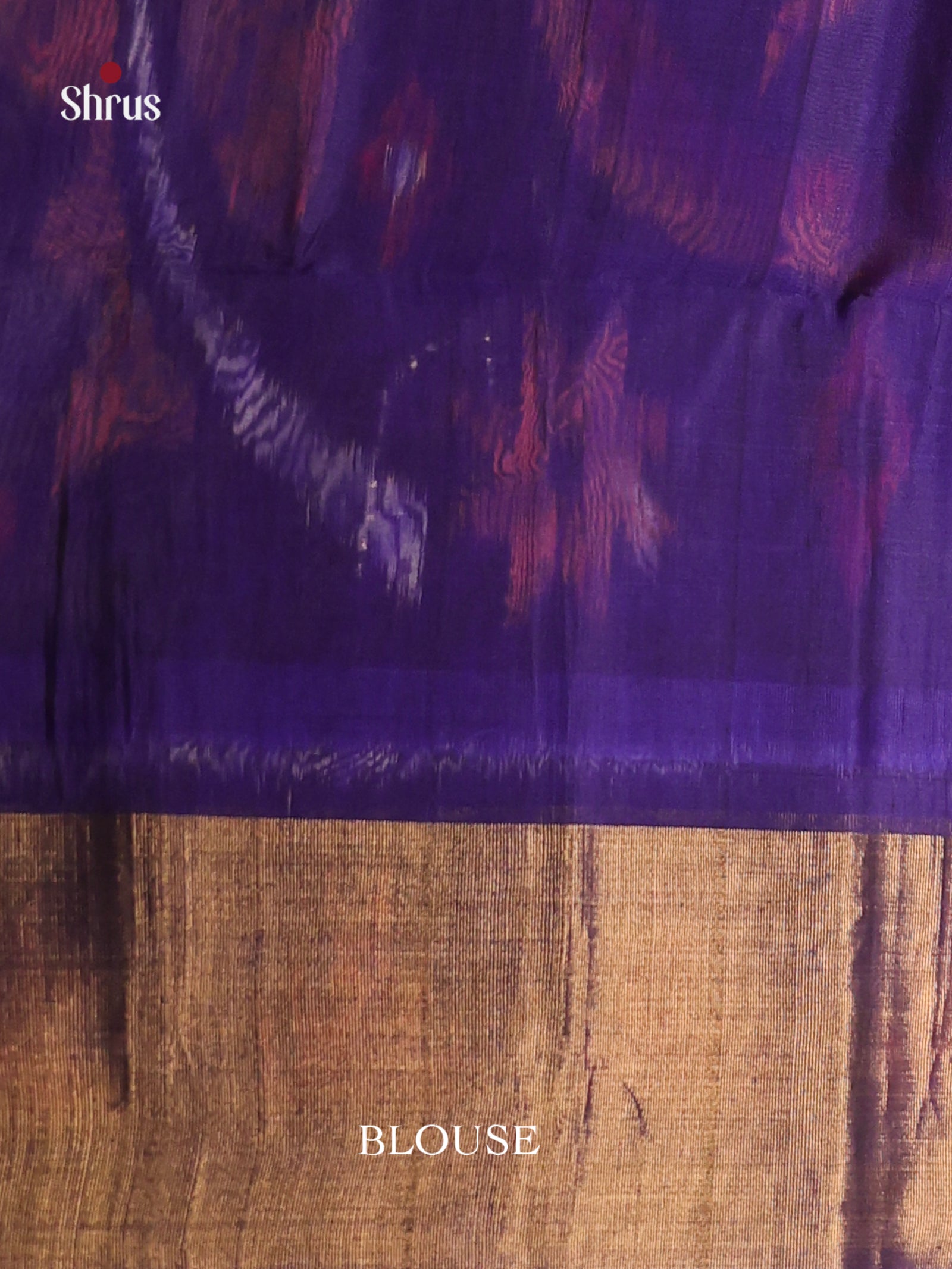 Ethereal Peach Pochampally Saree In Silk Cotton With Deep Purple Ikkat Pallu