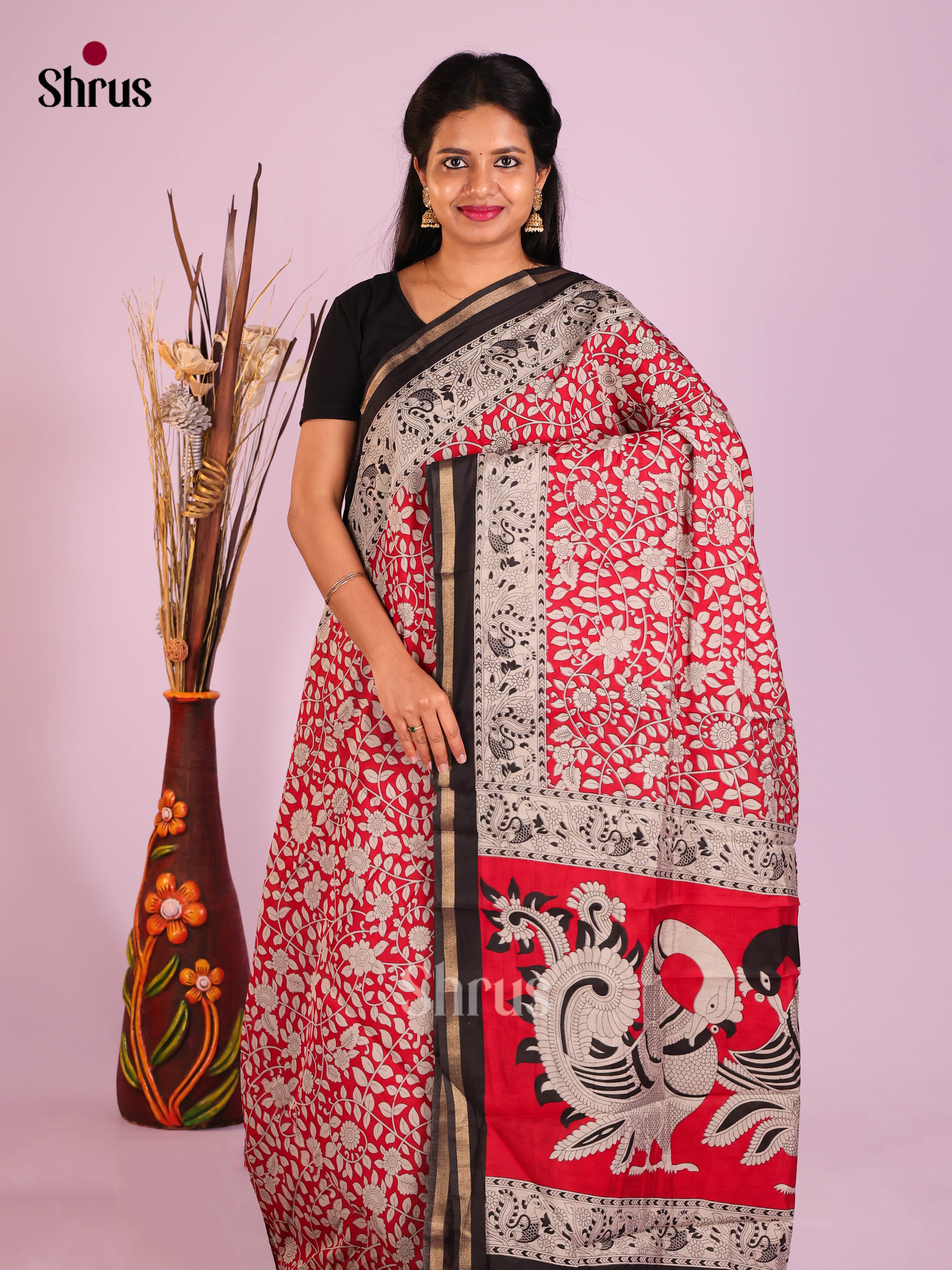 Red& Black - Art Modal Saree