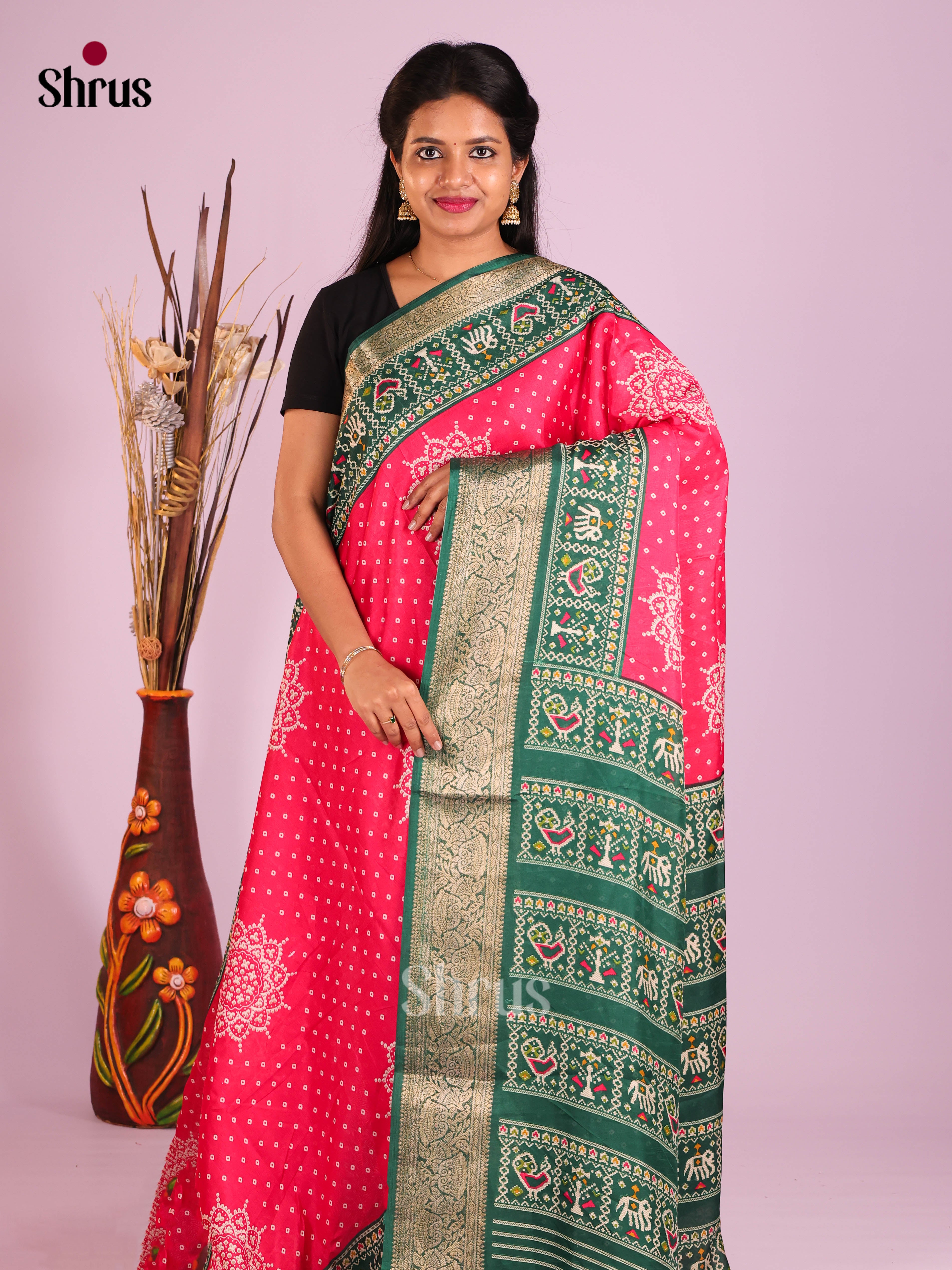 DIS12161 - Bandhini Saree - Shop on Shrus.com