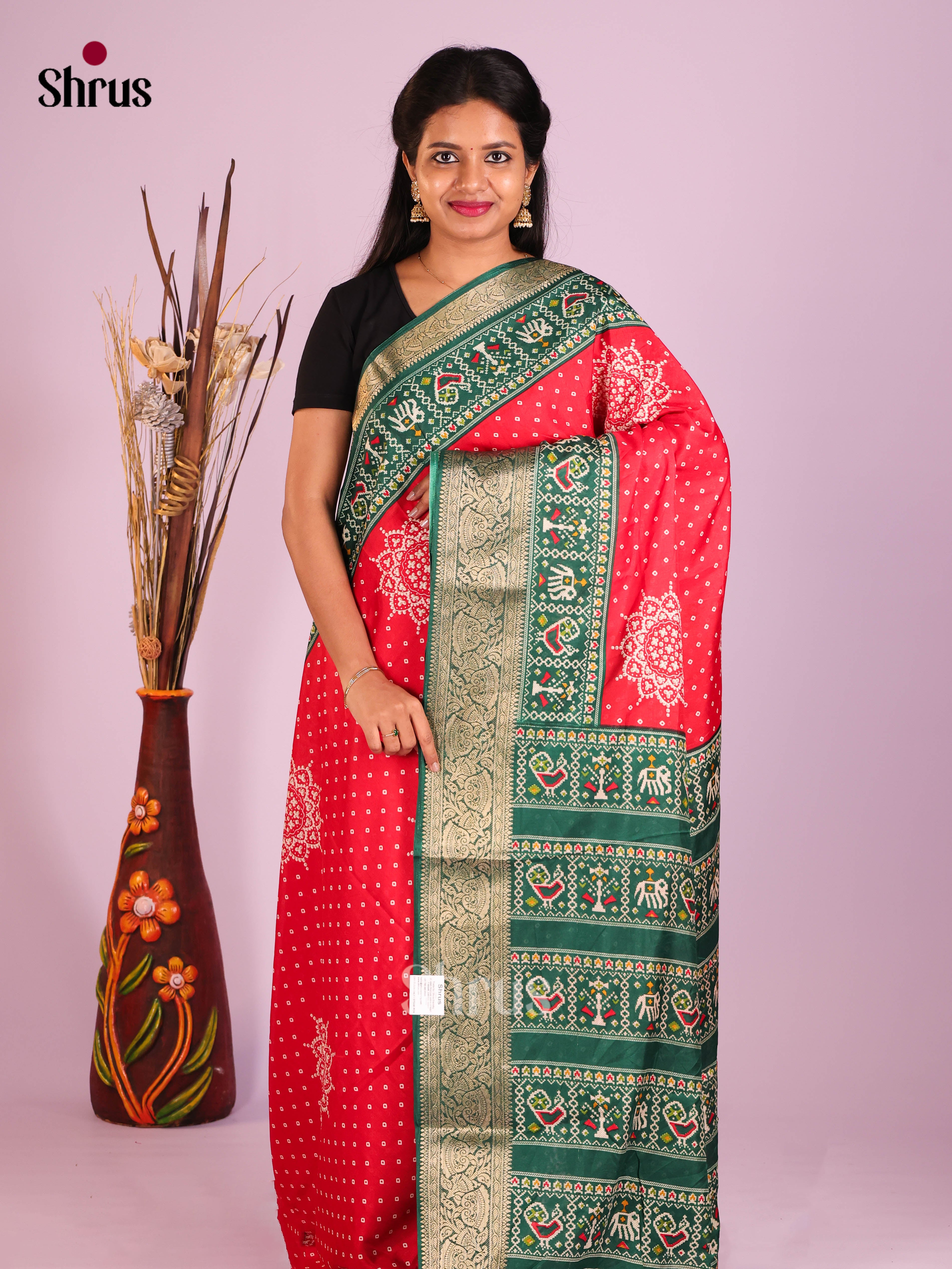 DIS12167 - Bandhini Saree - Shop on Shrus.com