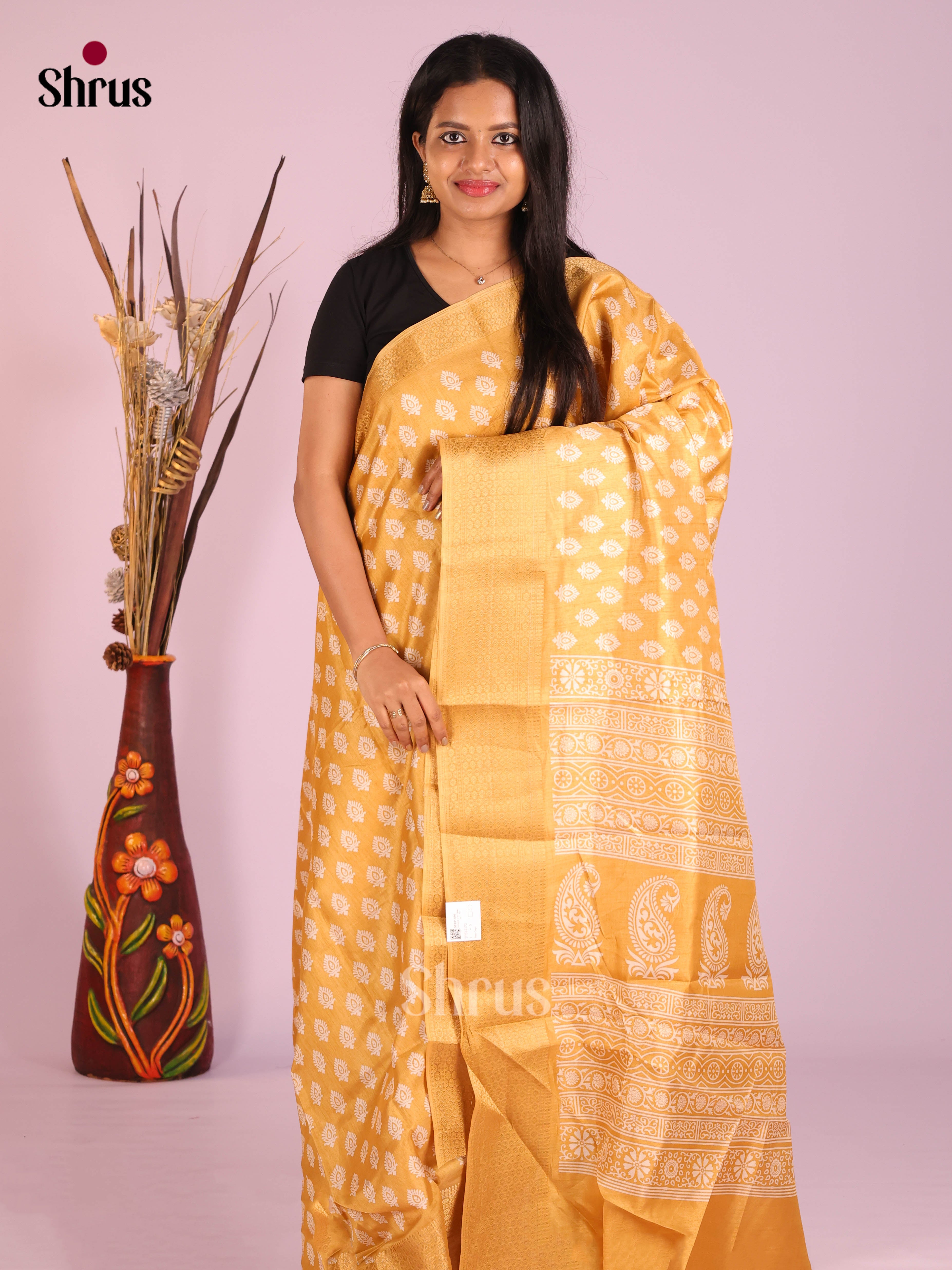 Mustard - Semi Crepe Saree - Shop on Shrus.com