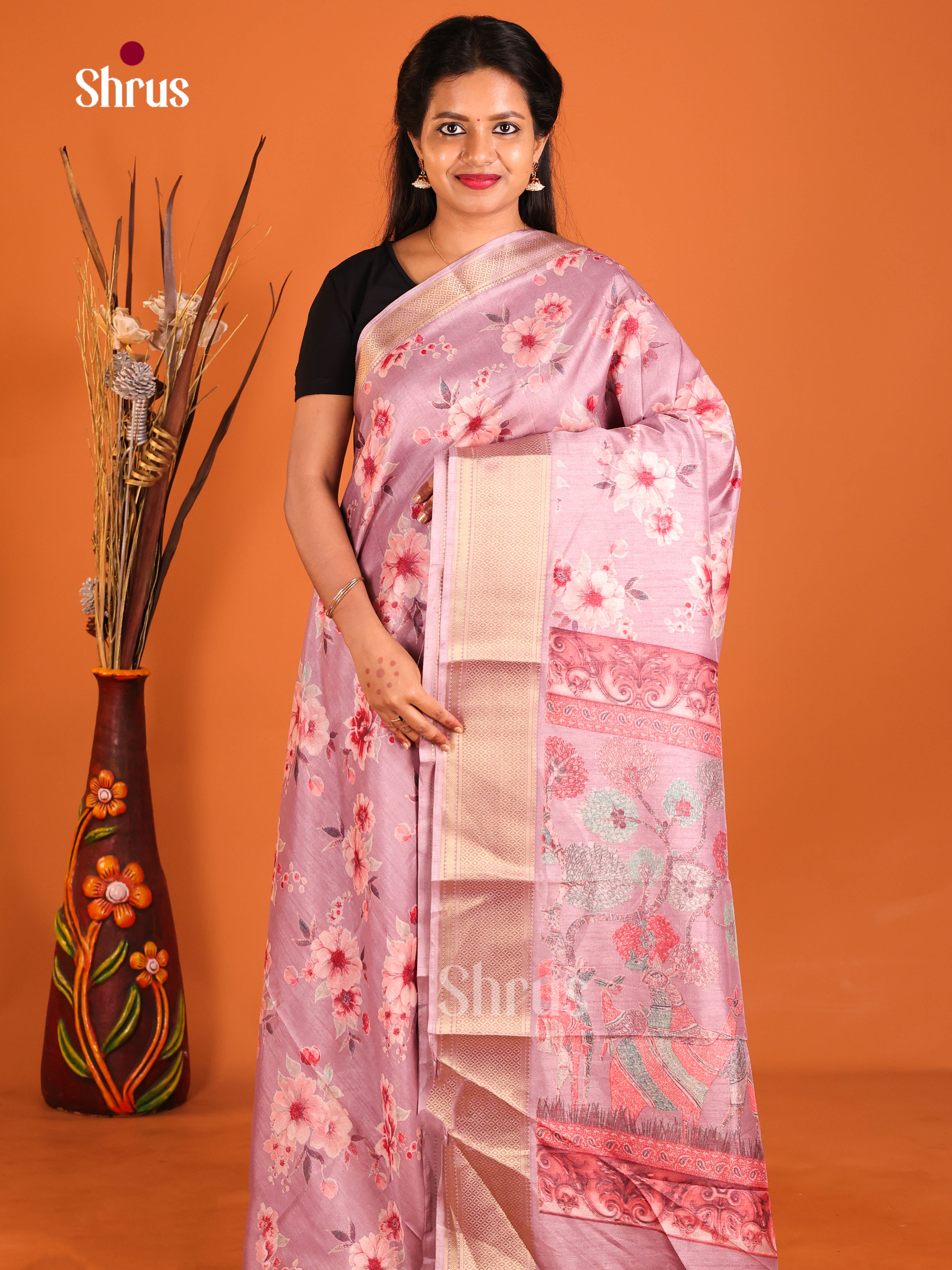 Pink - Semi Crepe Saree - Shop on Shrus.com