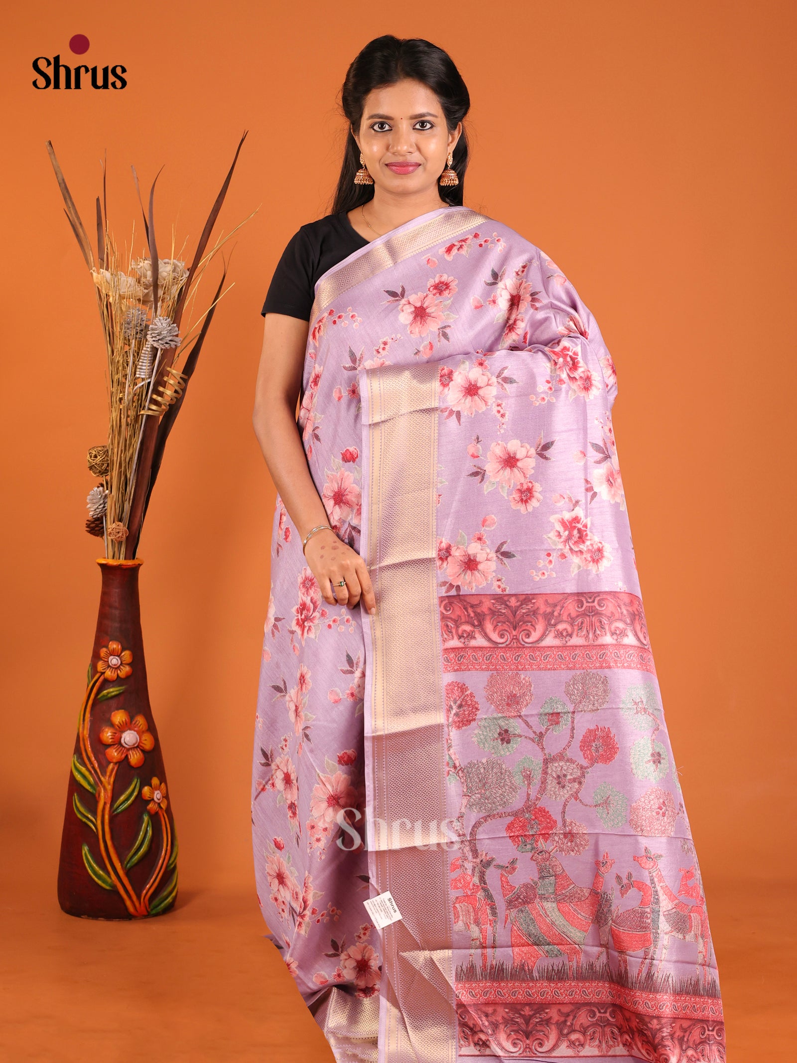 Lavender  - Semi Crepe Saree