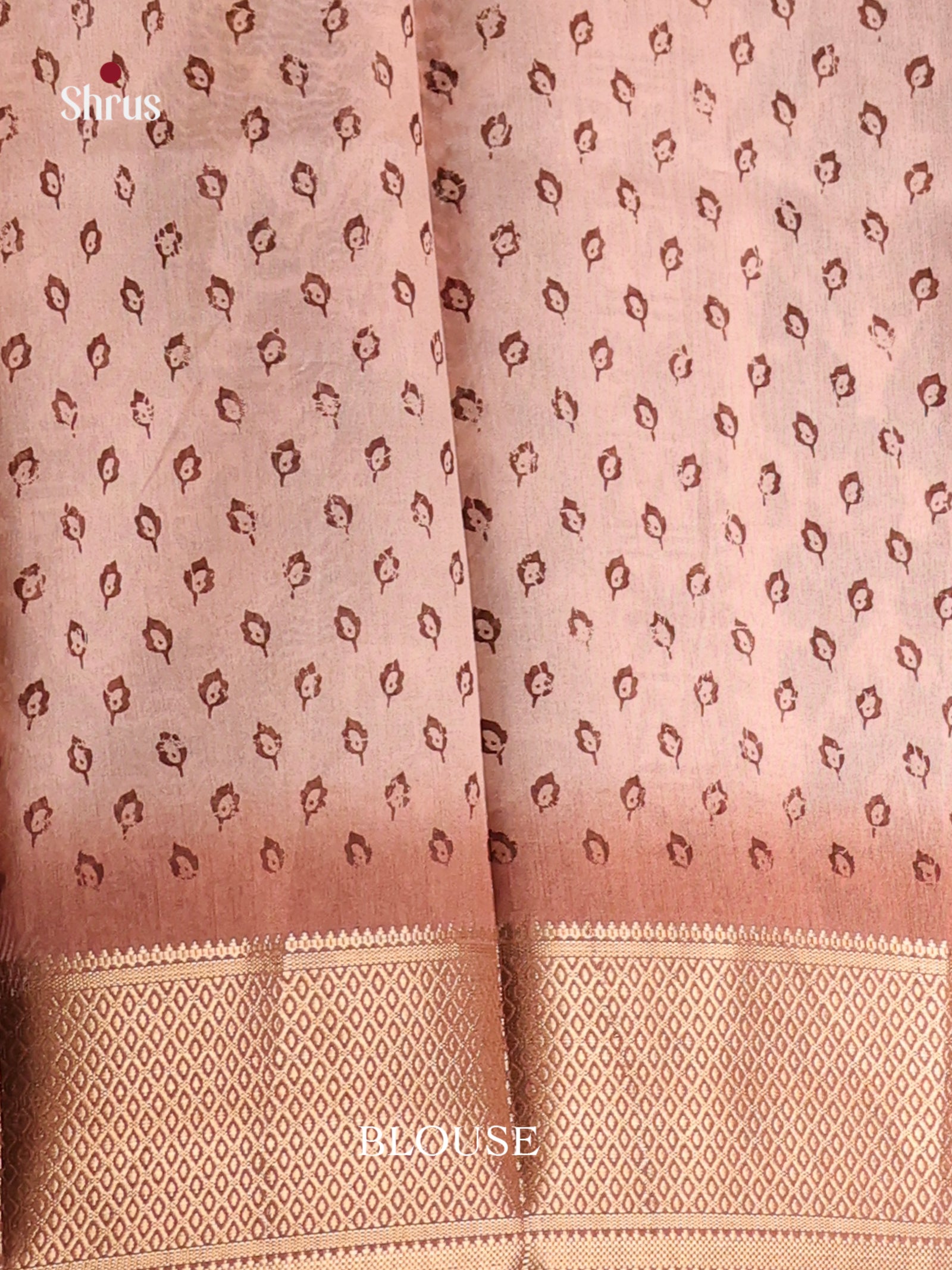 Cream & Brown - Semi Crepe Saree